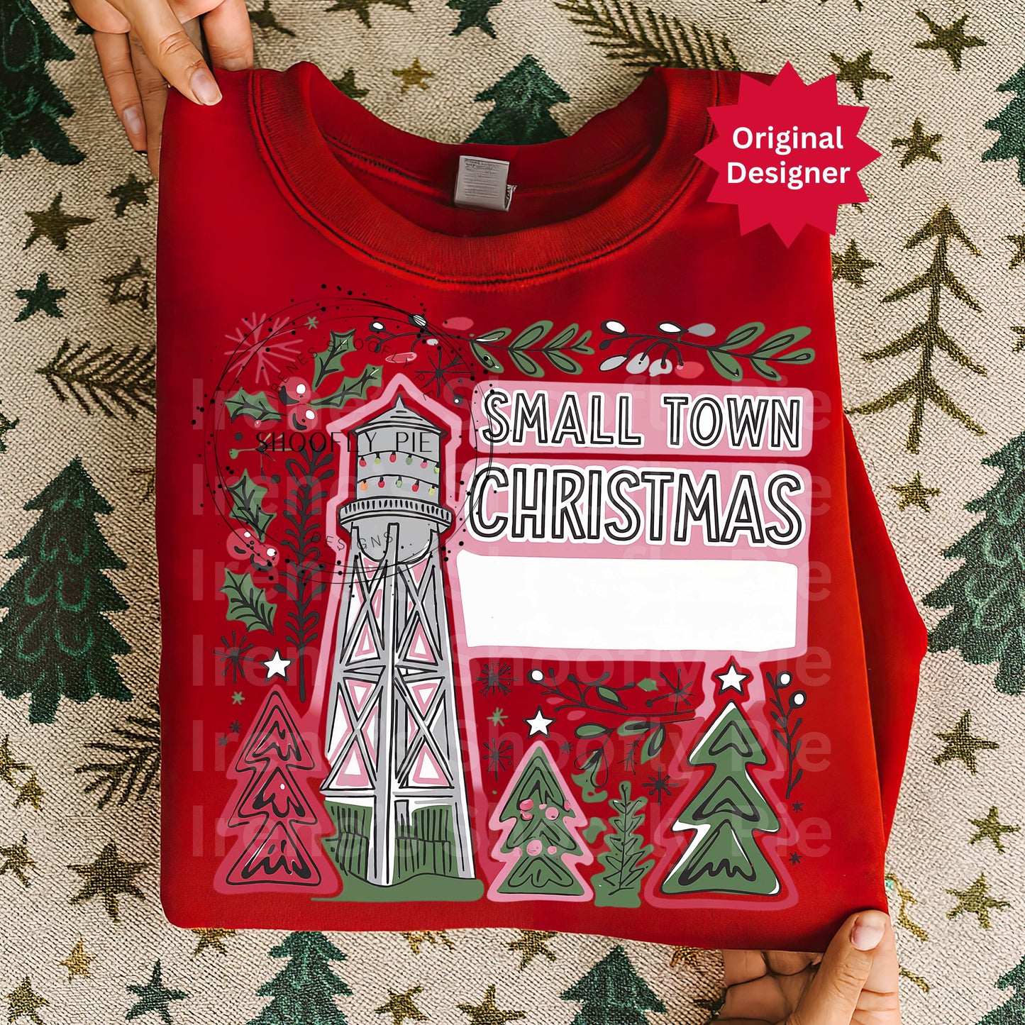 Small Town Christmas Water Tower Personalized PNG