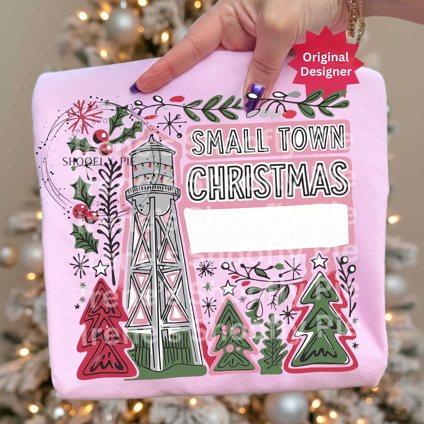 Small Town Christmas Water Tower Personalized PNG