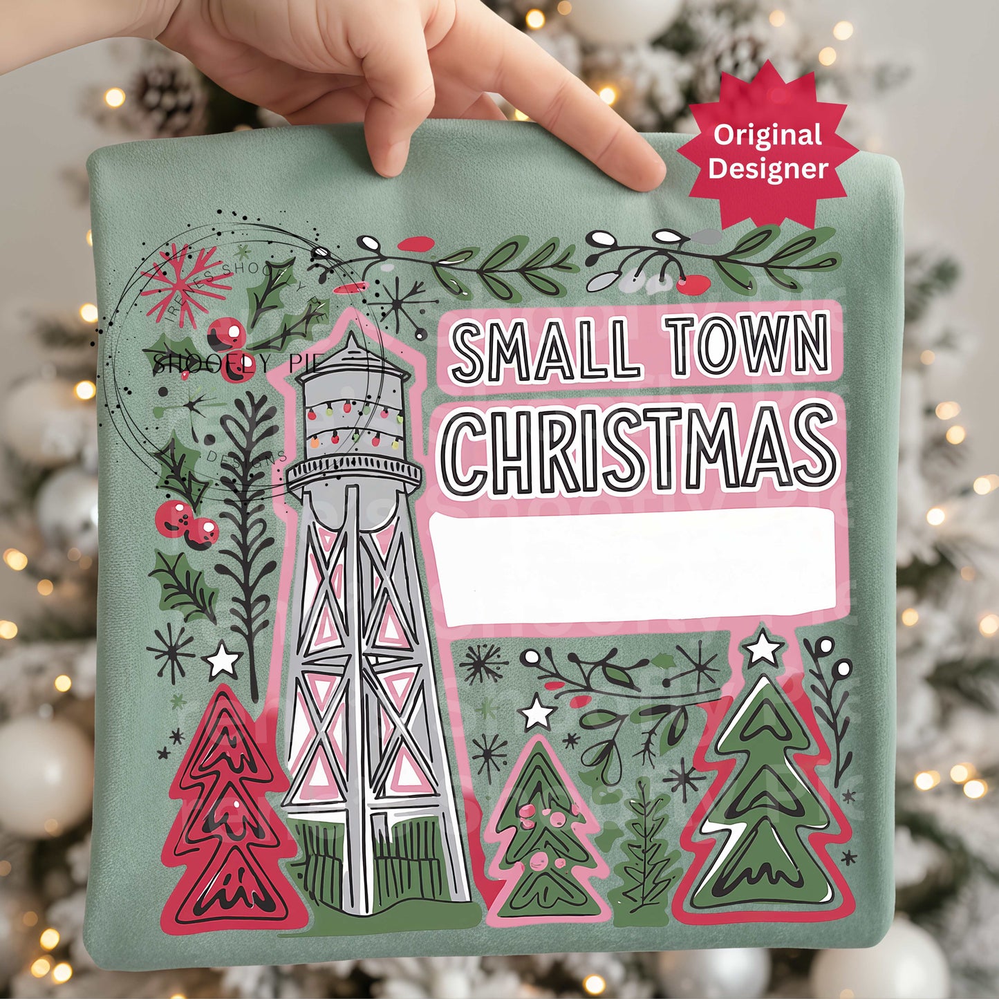 Small Town Christmas Water Tower Personalized PNG