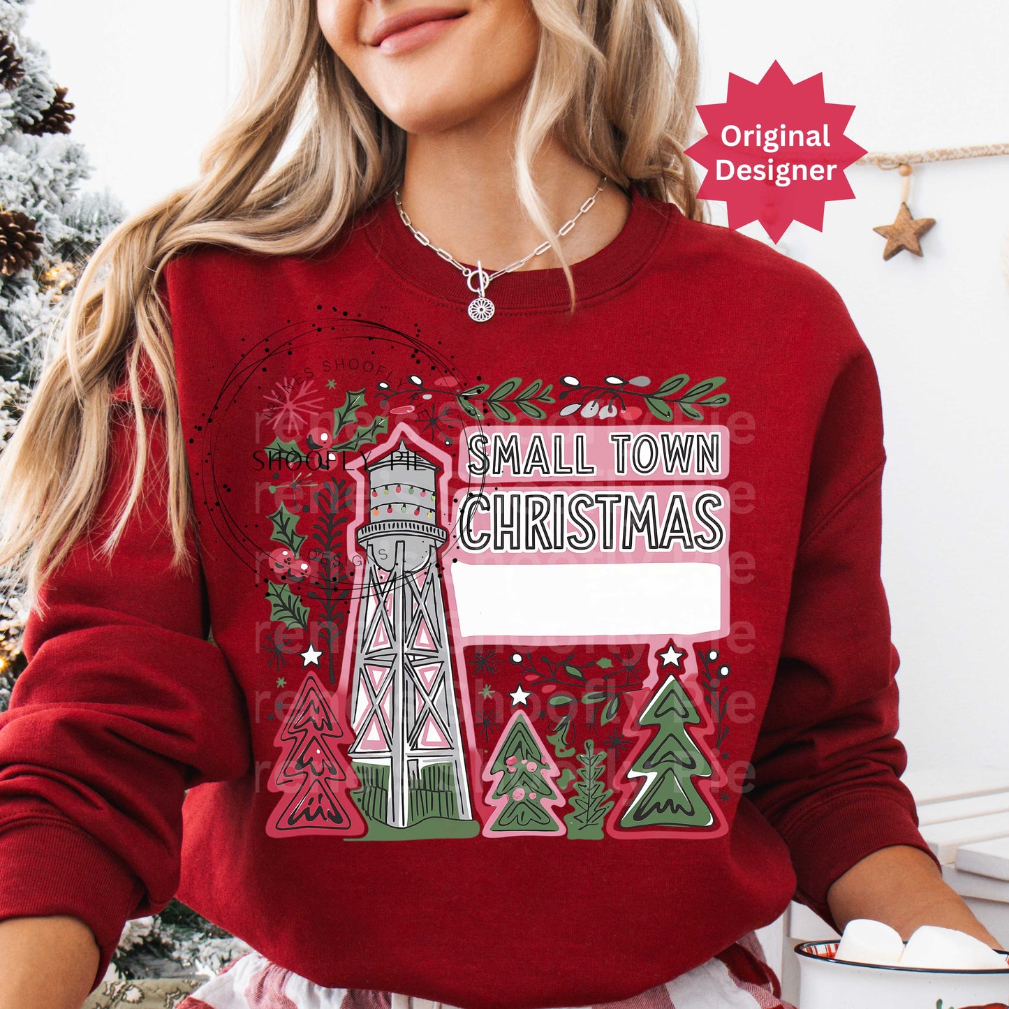 Small Town Christmas Water Tower Personalized PNG