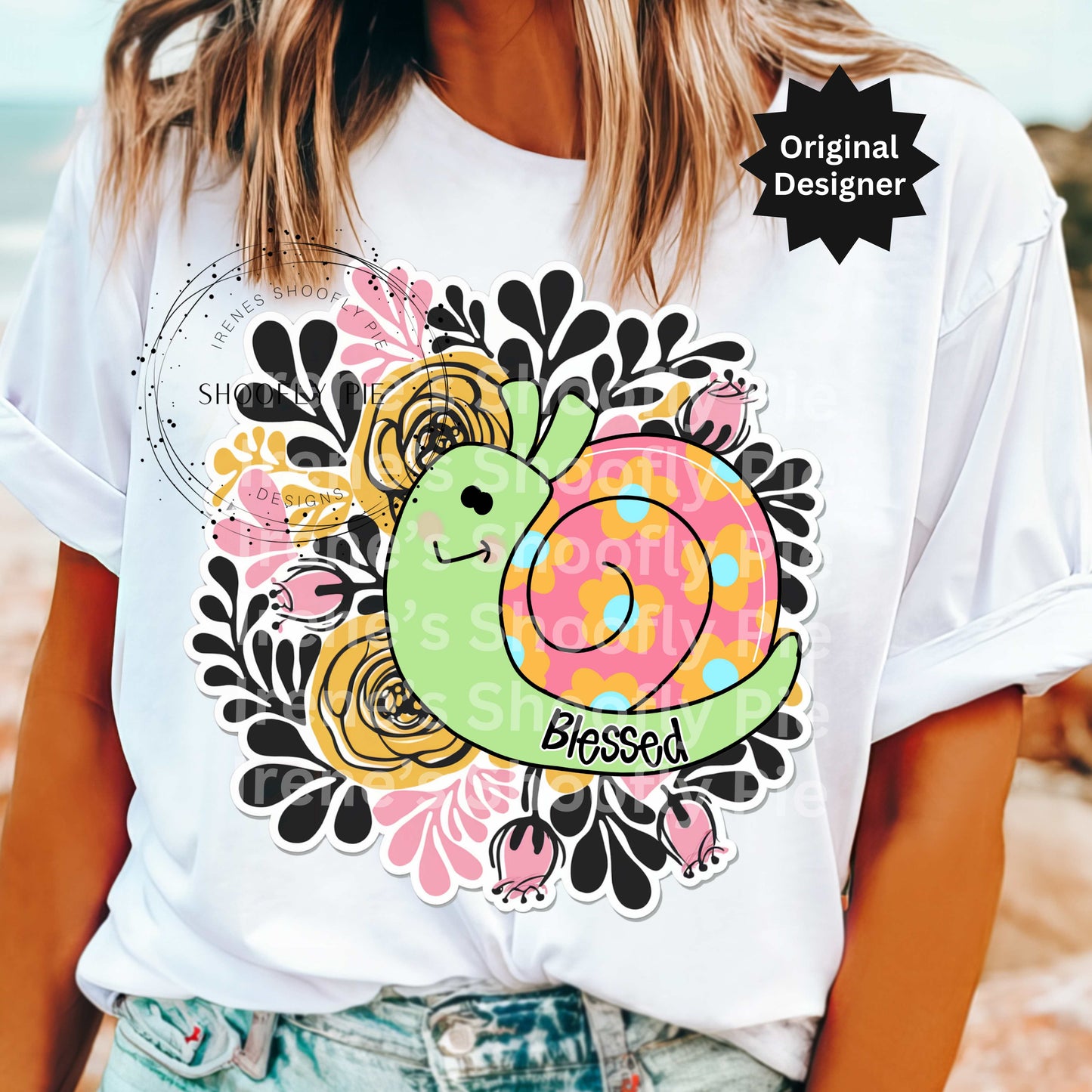 Snail T-shirt Design PNG - Spring Floral Sublimation Design