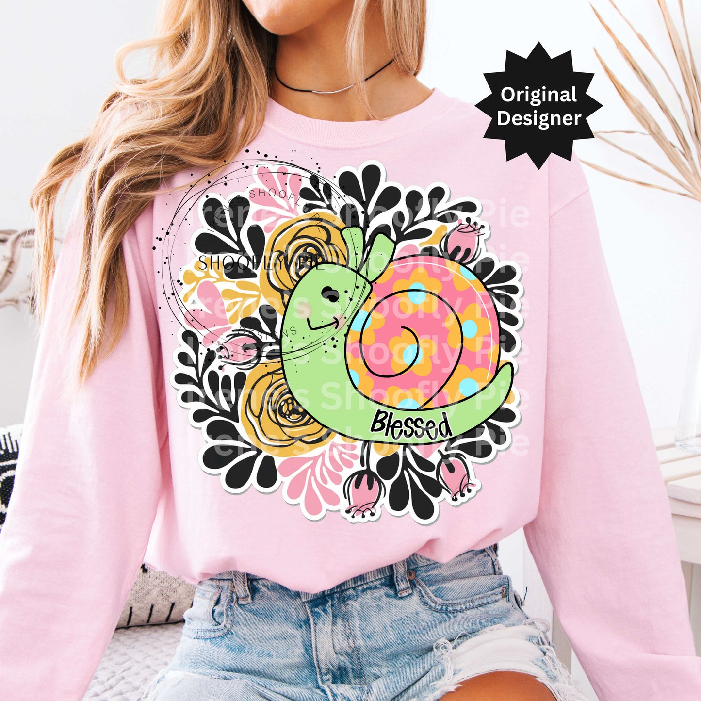 Snail T-shirt Design PNG - Spring Floral Sublimation Design
