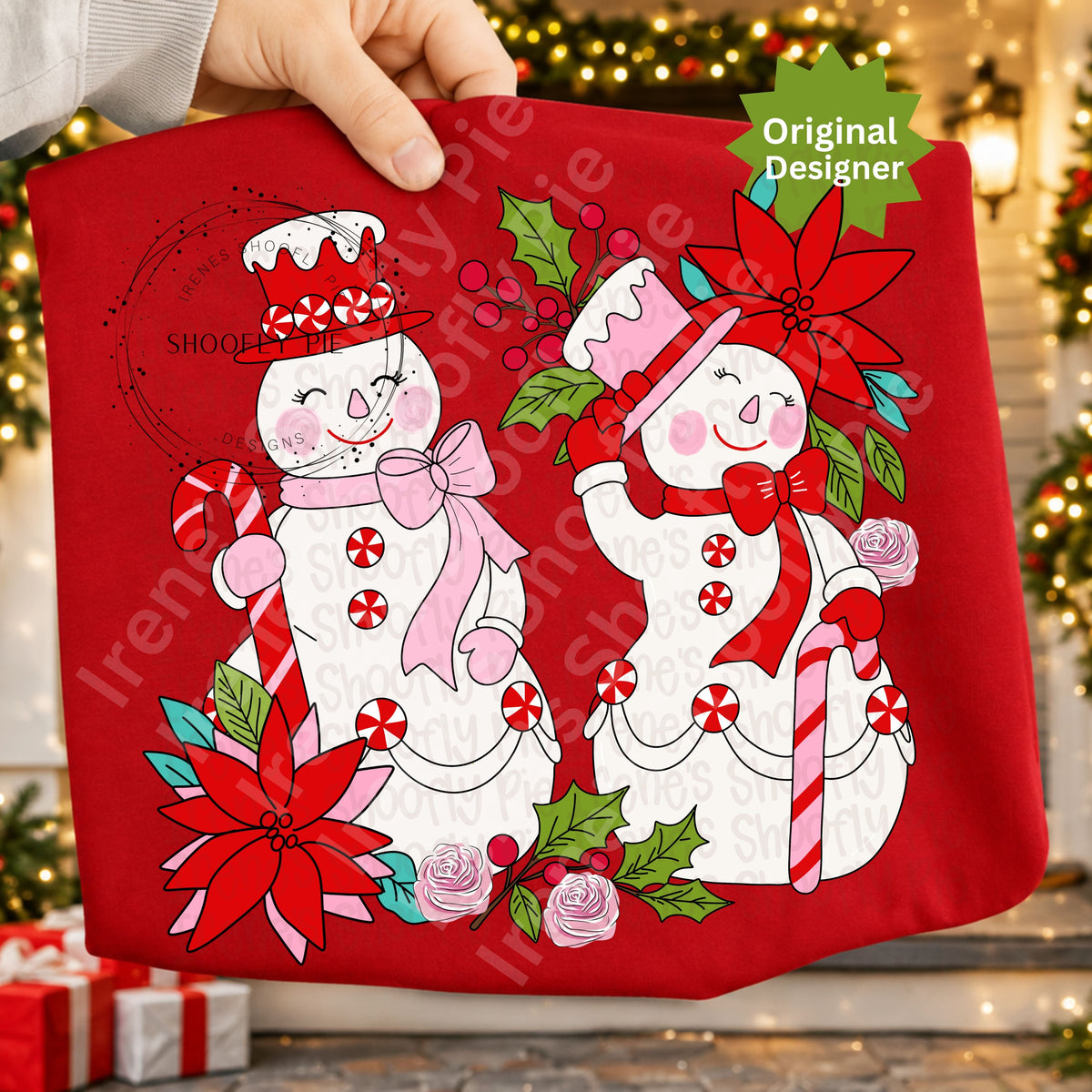 Floral Christmas Snowmen png