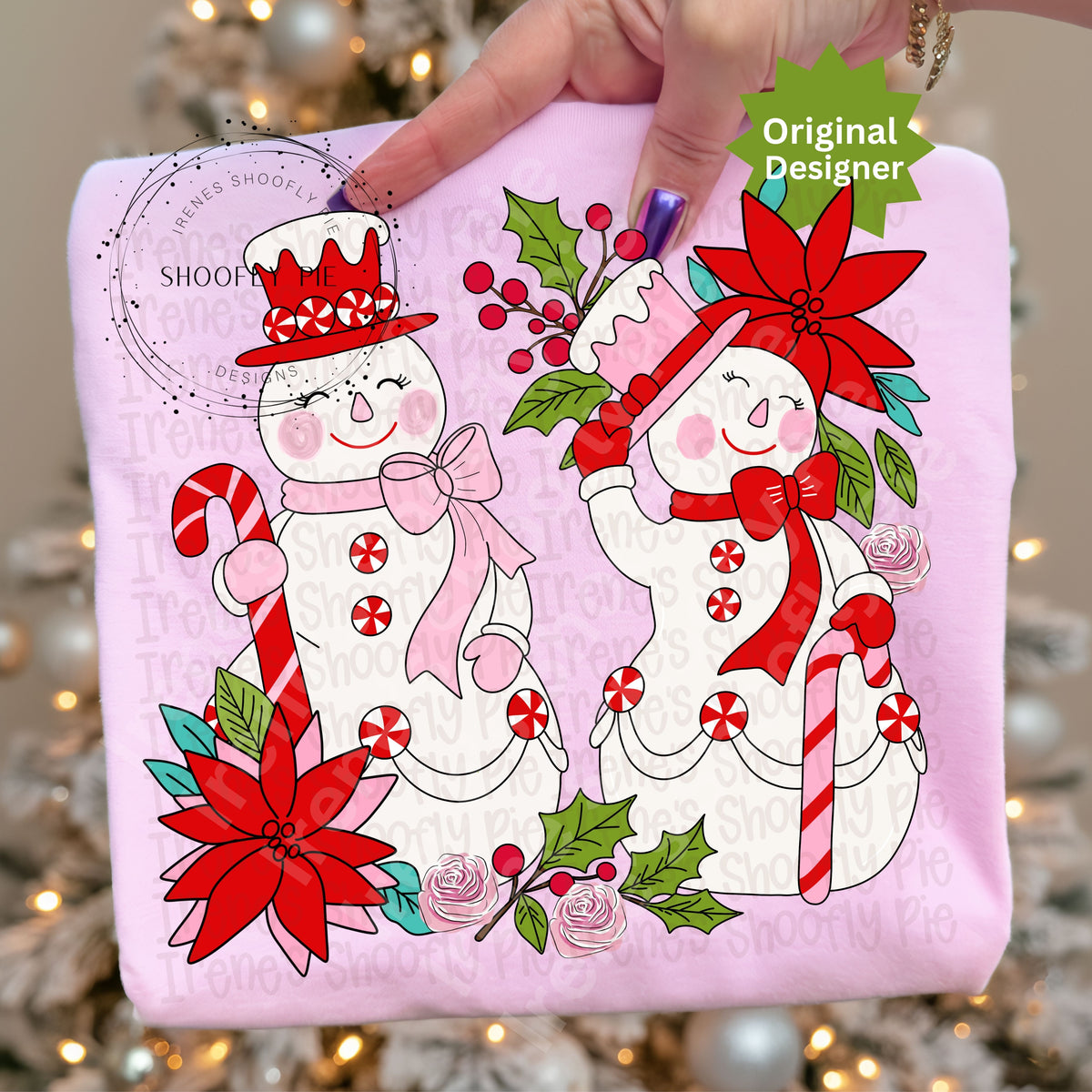 Floral Christmas Snowmen png