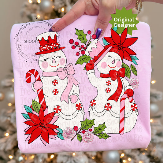 Floral Christmas Snowmen png