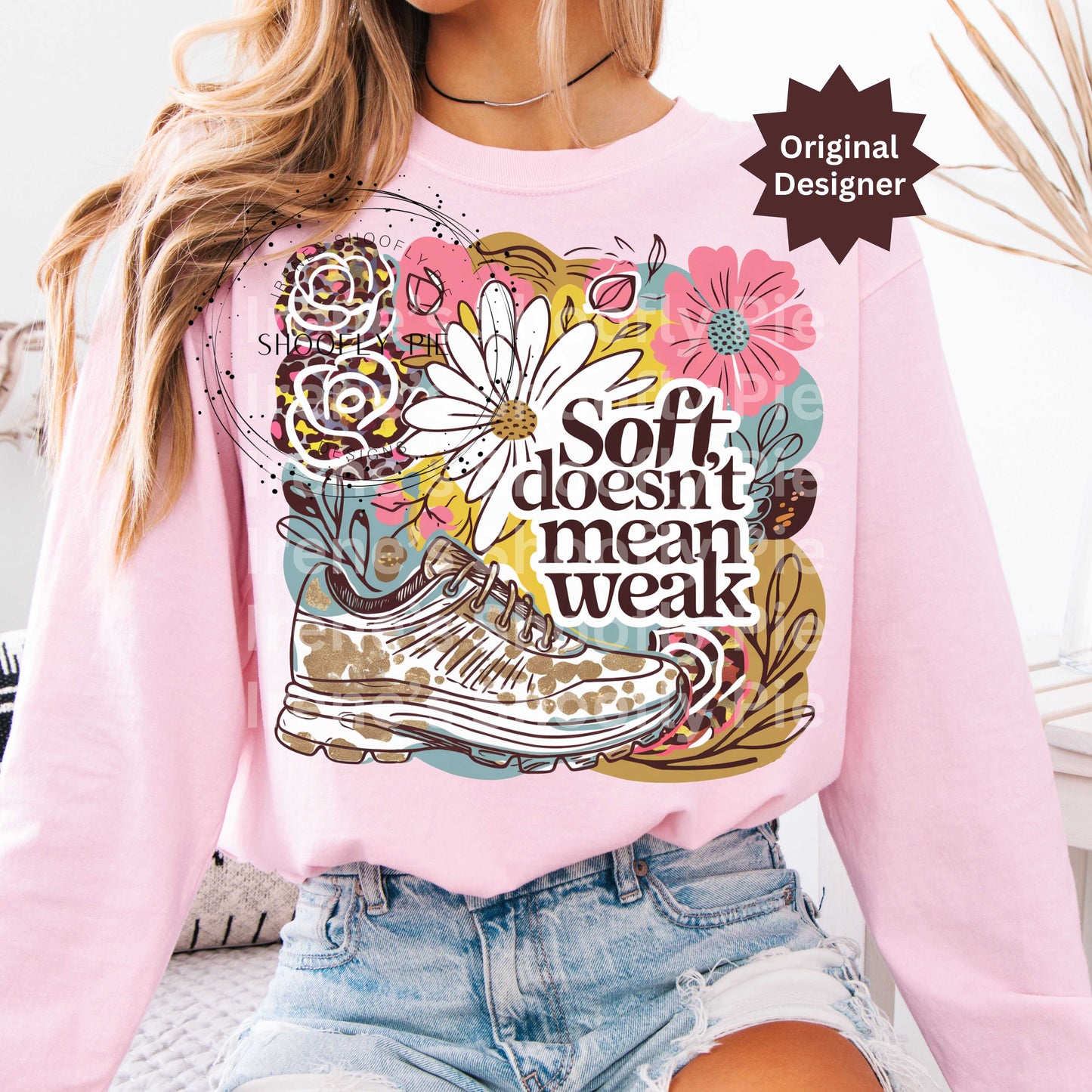 Runner T-shirt PNG, Floral Runner Png, Soft Doesn't Mean Weak PNG