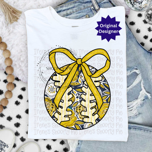 Floral Coquette Softball Baseball PNG