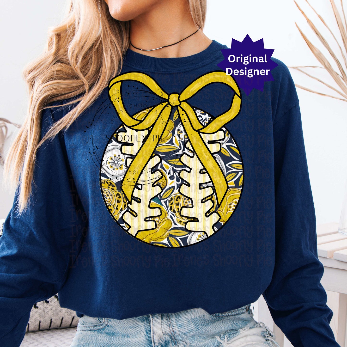 Floral Coquette Softball Baseball PNG