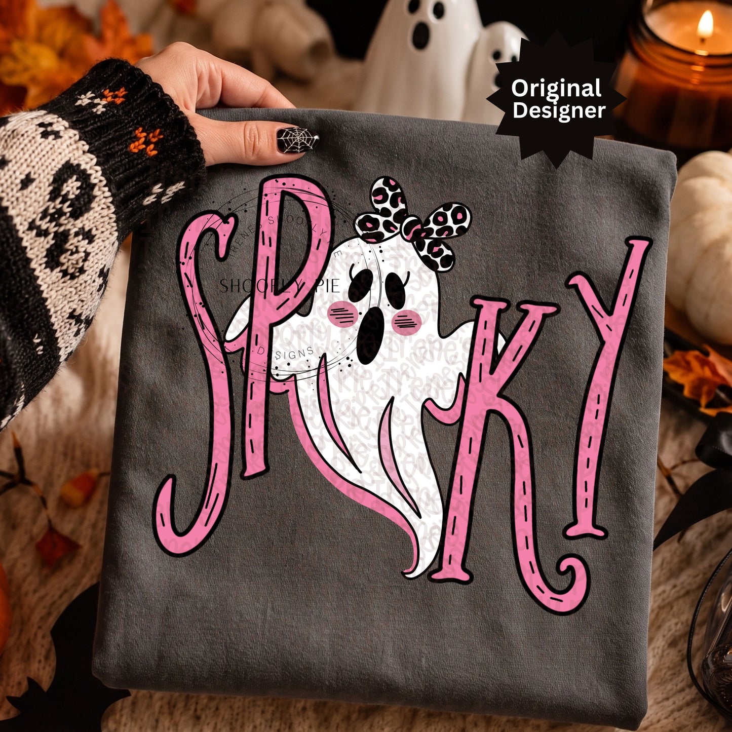 Pink Spooky Ghost Halloween PNG