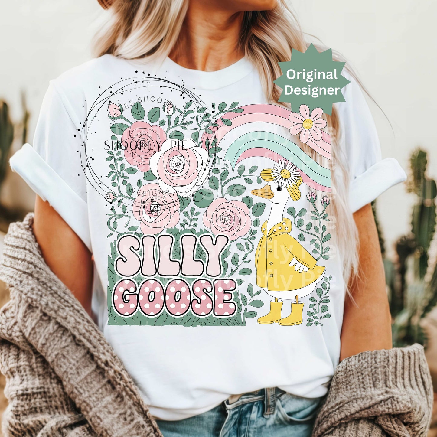 Spring Floral Silly Goose Png