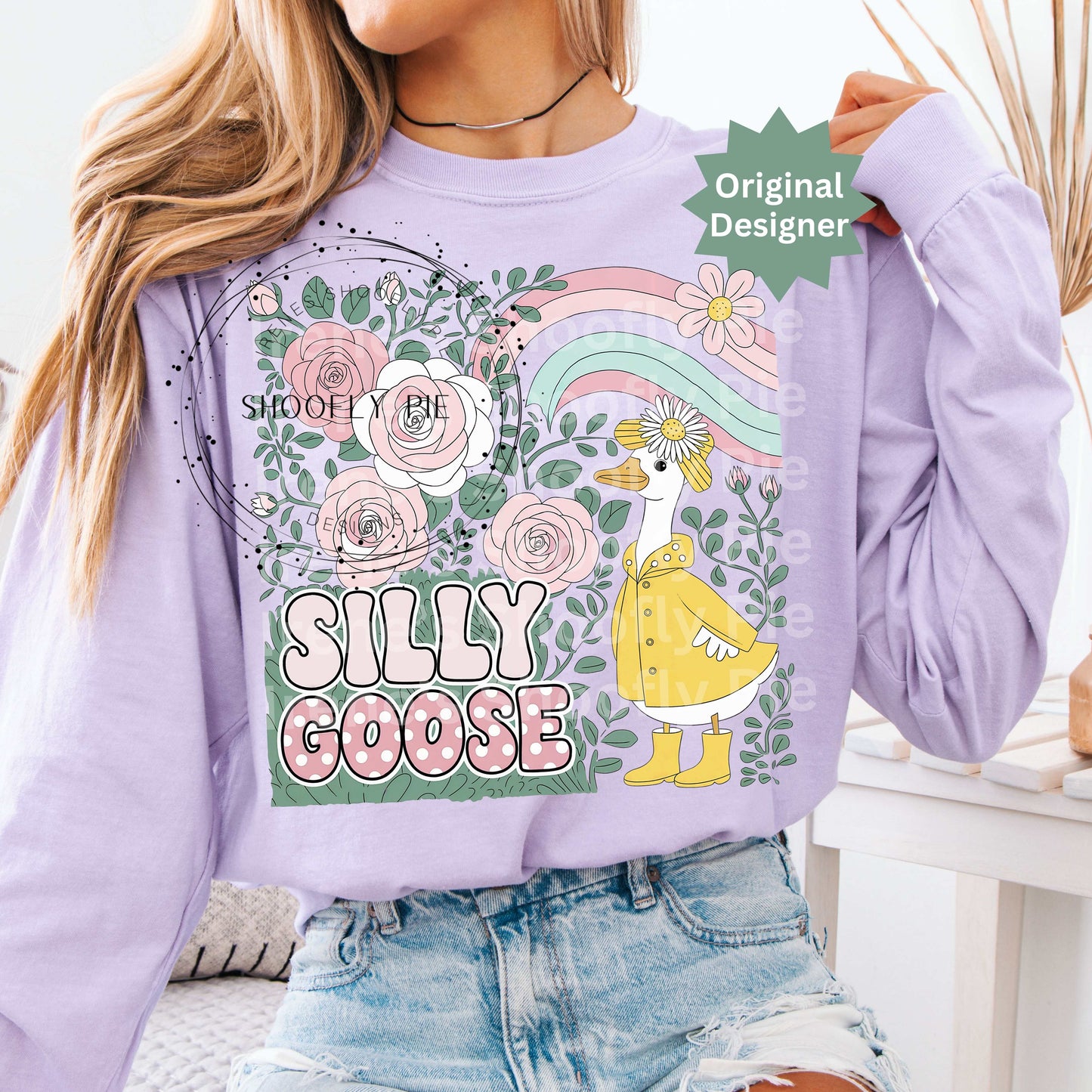 Spring Floral Silly Goose Png