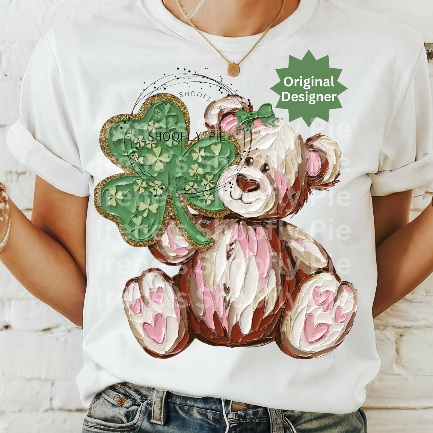 St. Patrick's Day Shamrock Teddy Bear PNG