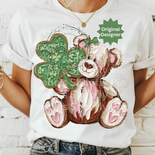 St. Patrick's Day Shamrock Teddy Bear PNG