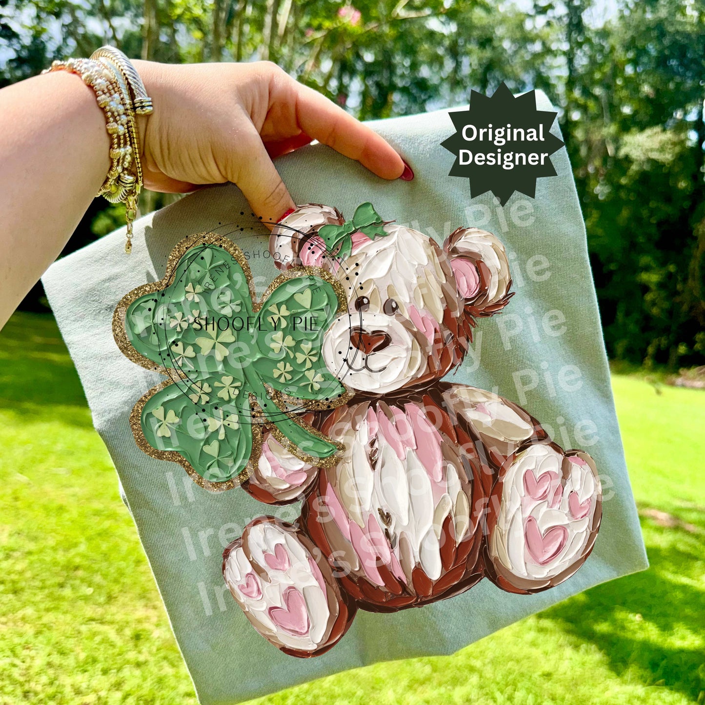 St. Patrick's Day Shamrock Teddy Bear PNG