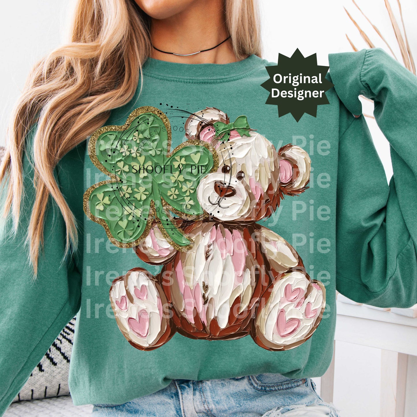 St. Patrick's Day Shamrock Teddy Bear PNG