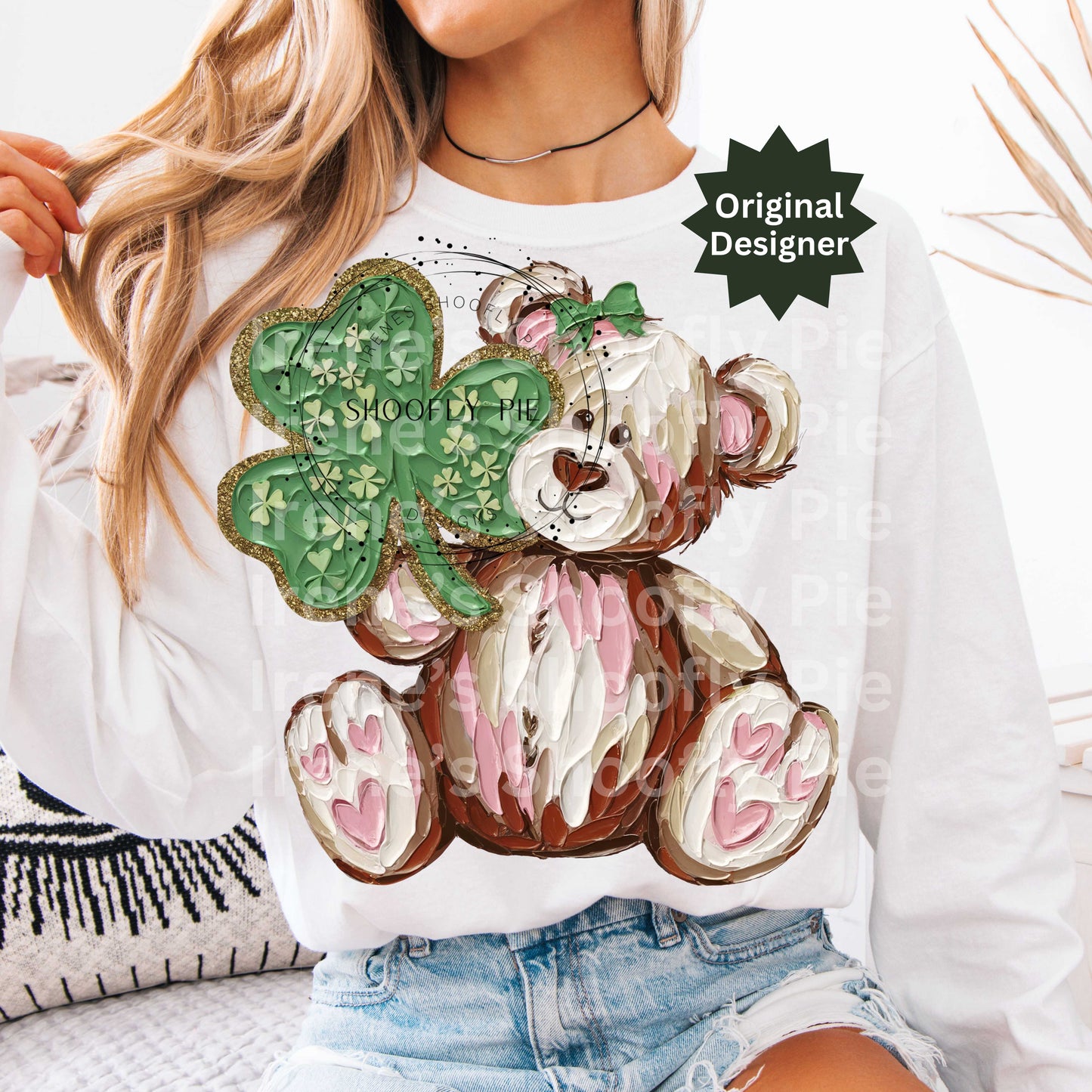 St. Patrick's Day Shamrock Teddy Bear PNG