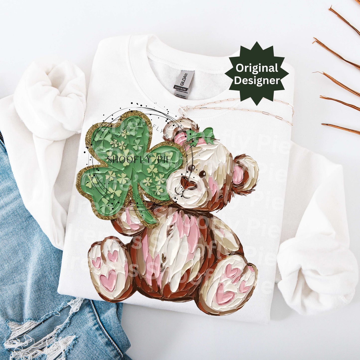 St. Patrick's Day Shamrock Teddy Bear PNG
