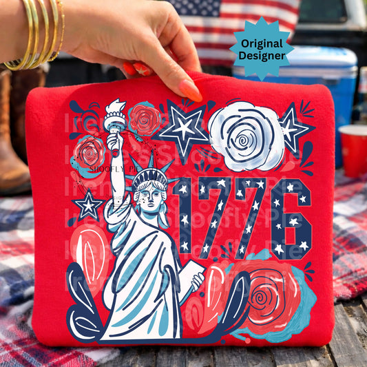 Floral Statue Of Liberty 4th of July PNG