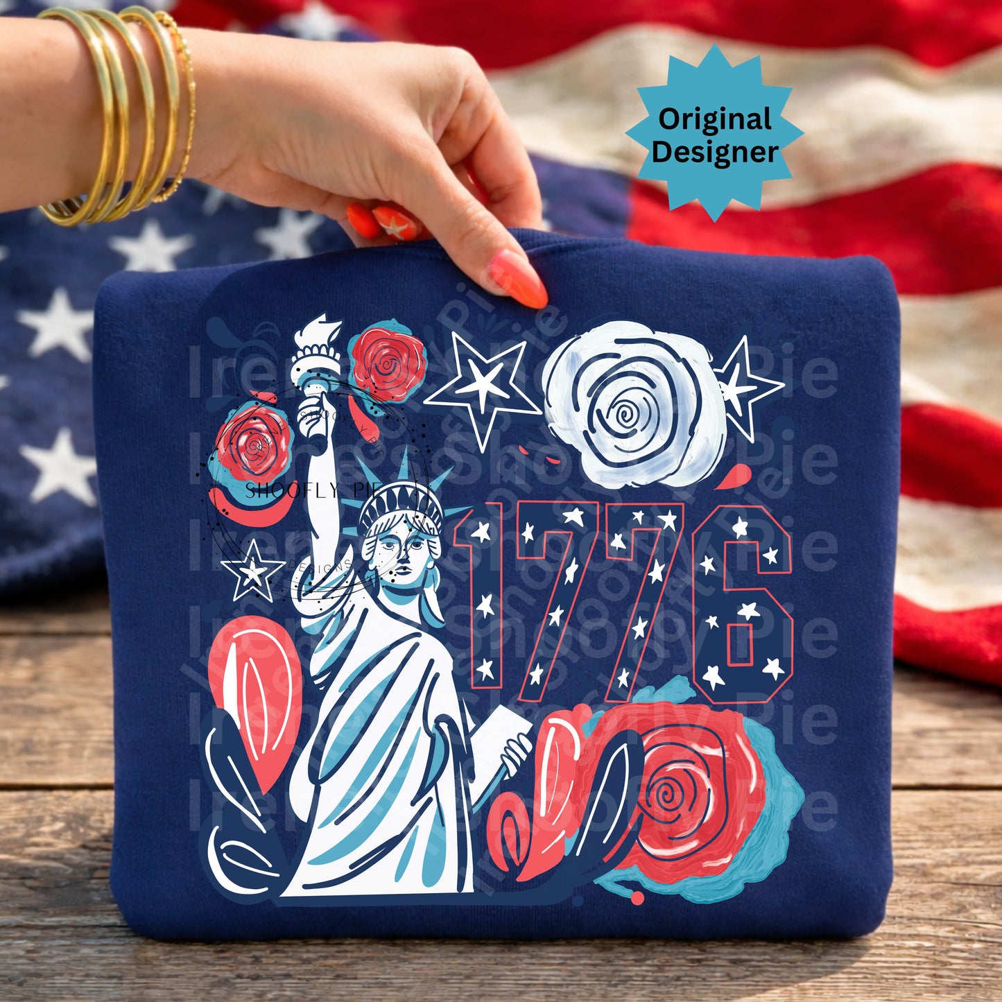 Floral Statue Of Liberty 4th of July PNG