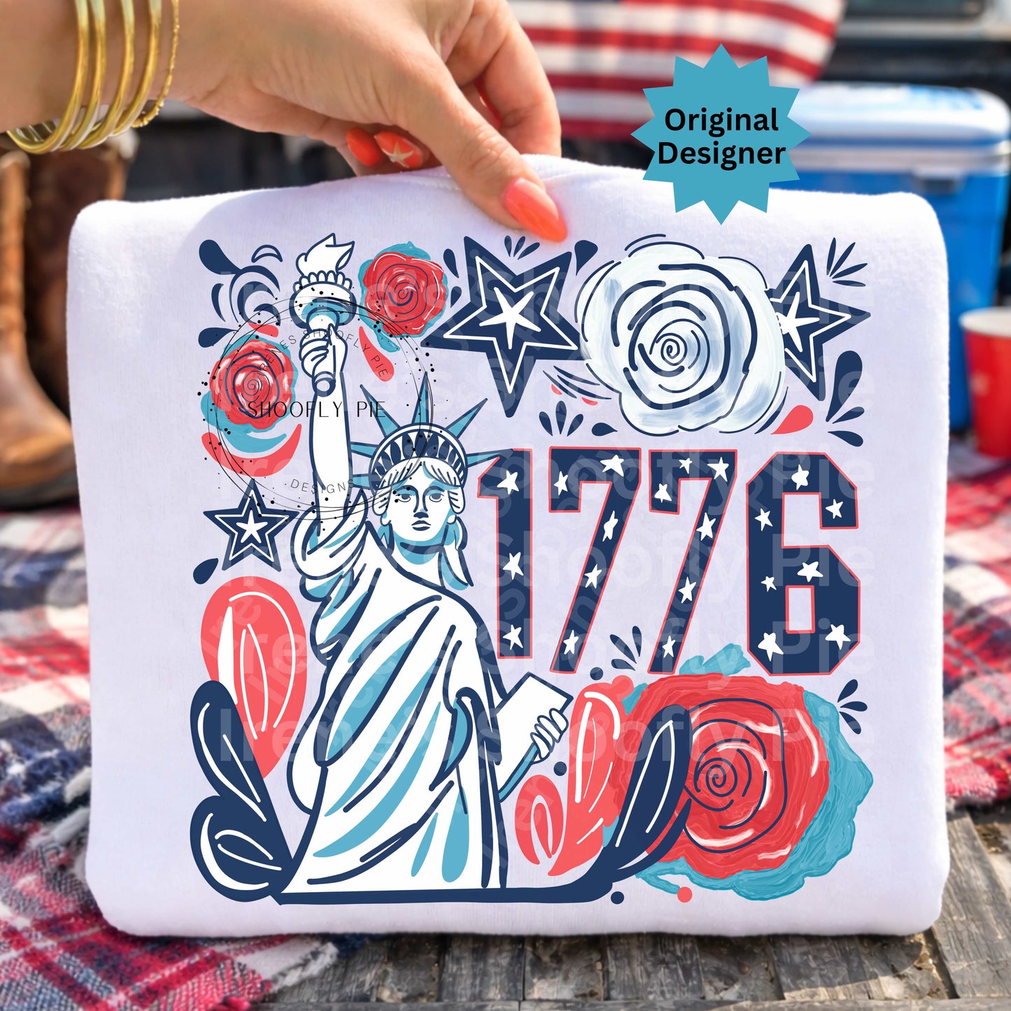 Floral Statue Of Liberty 4th of July PNG