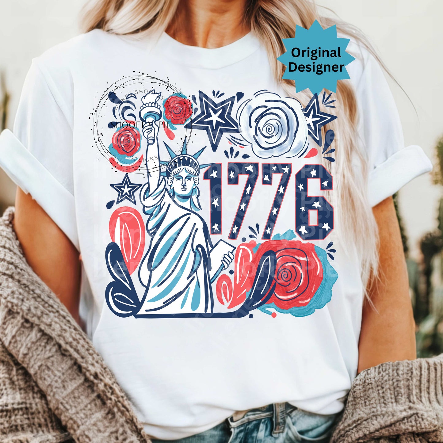 Floral Statue Of Liberty 4th of July PNG