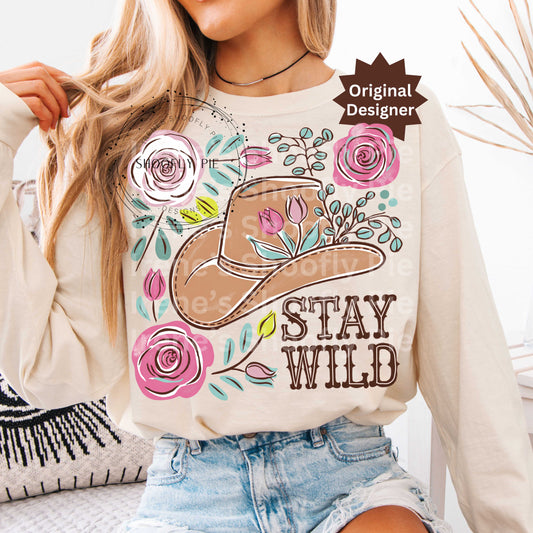 Western Stay Wild Floral PNG
