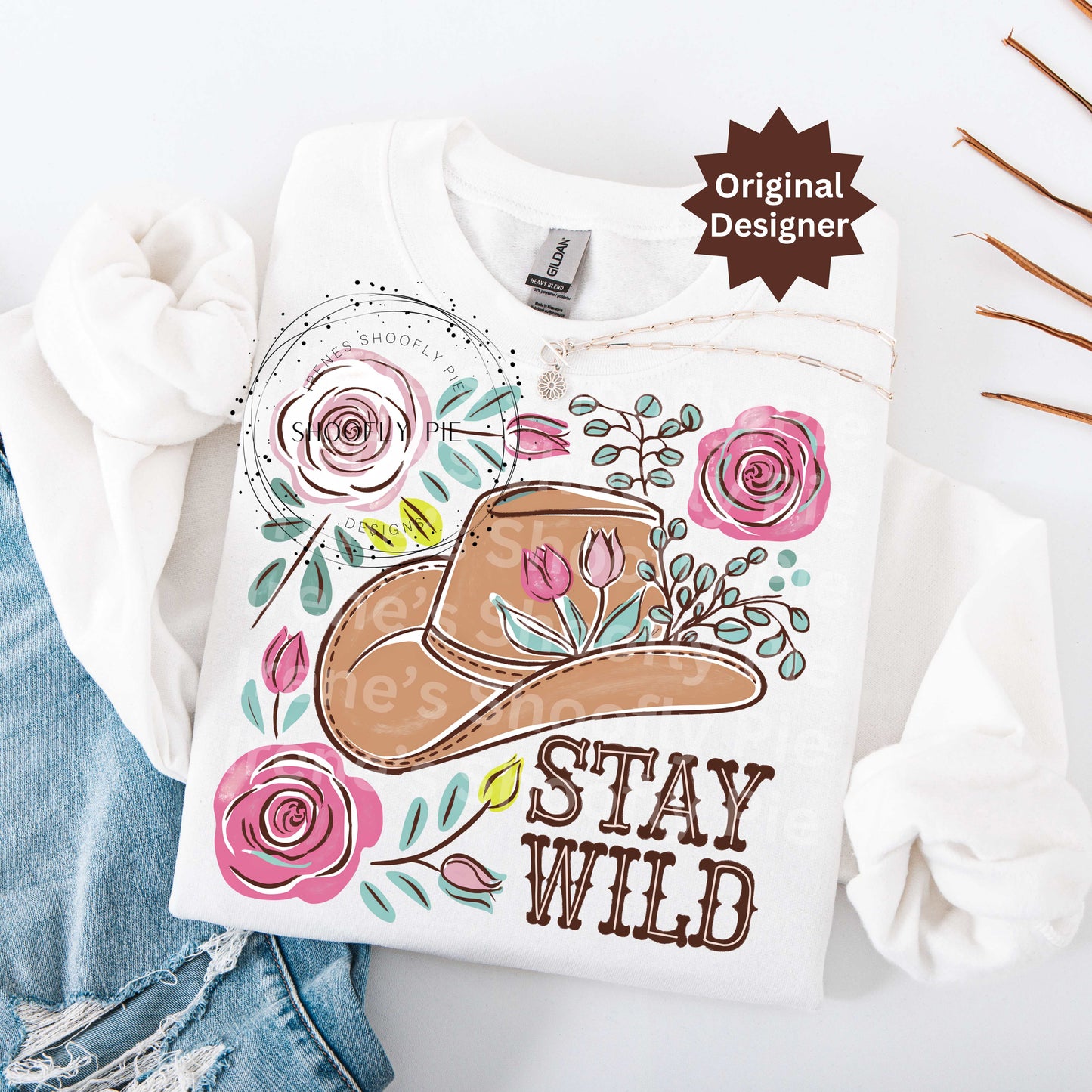 Western Stay Wild Floral PNG