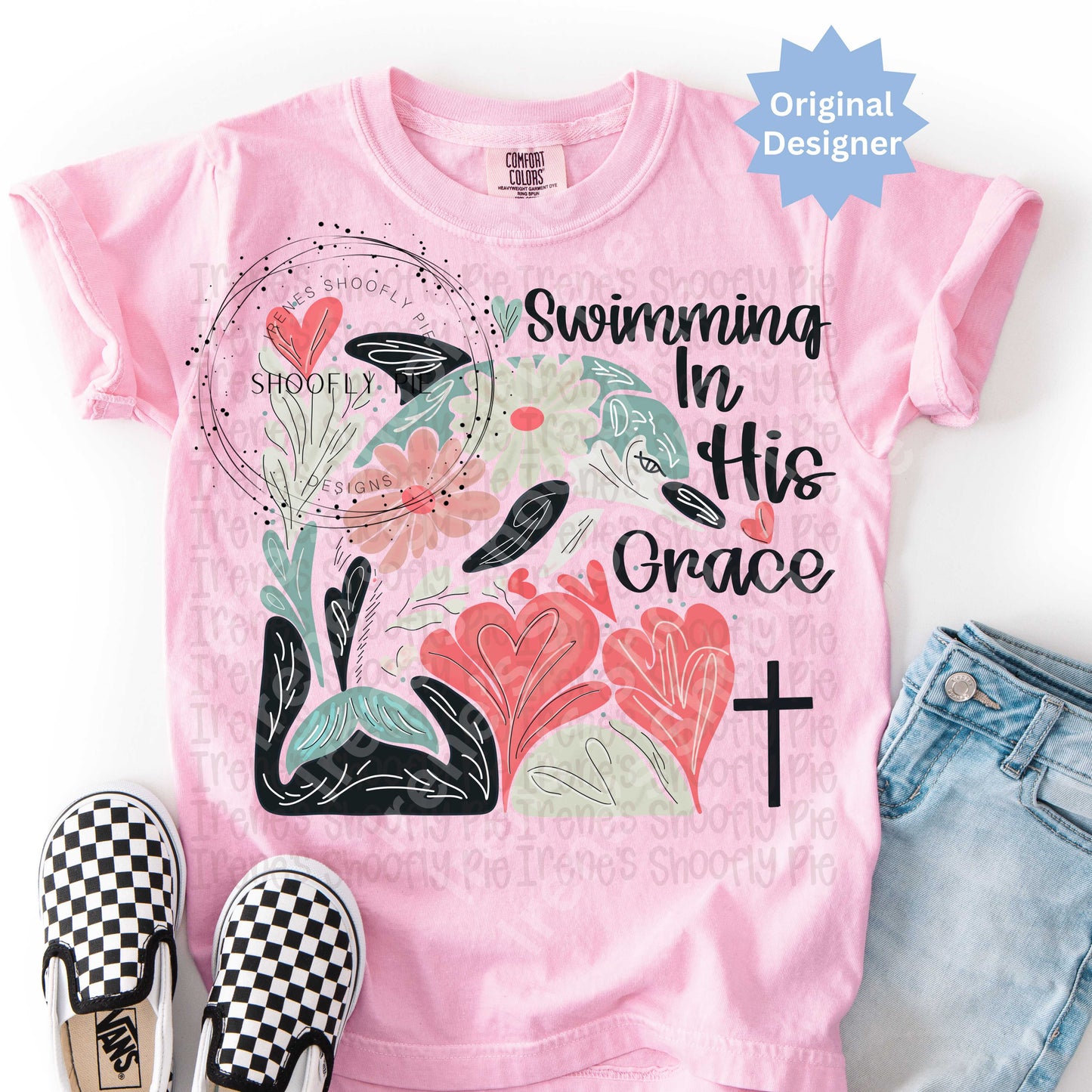 Christian Beach T-shirt PNG - Christian Dolphin PNG - Swimming in His Grace PNG