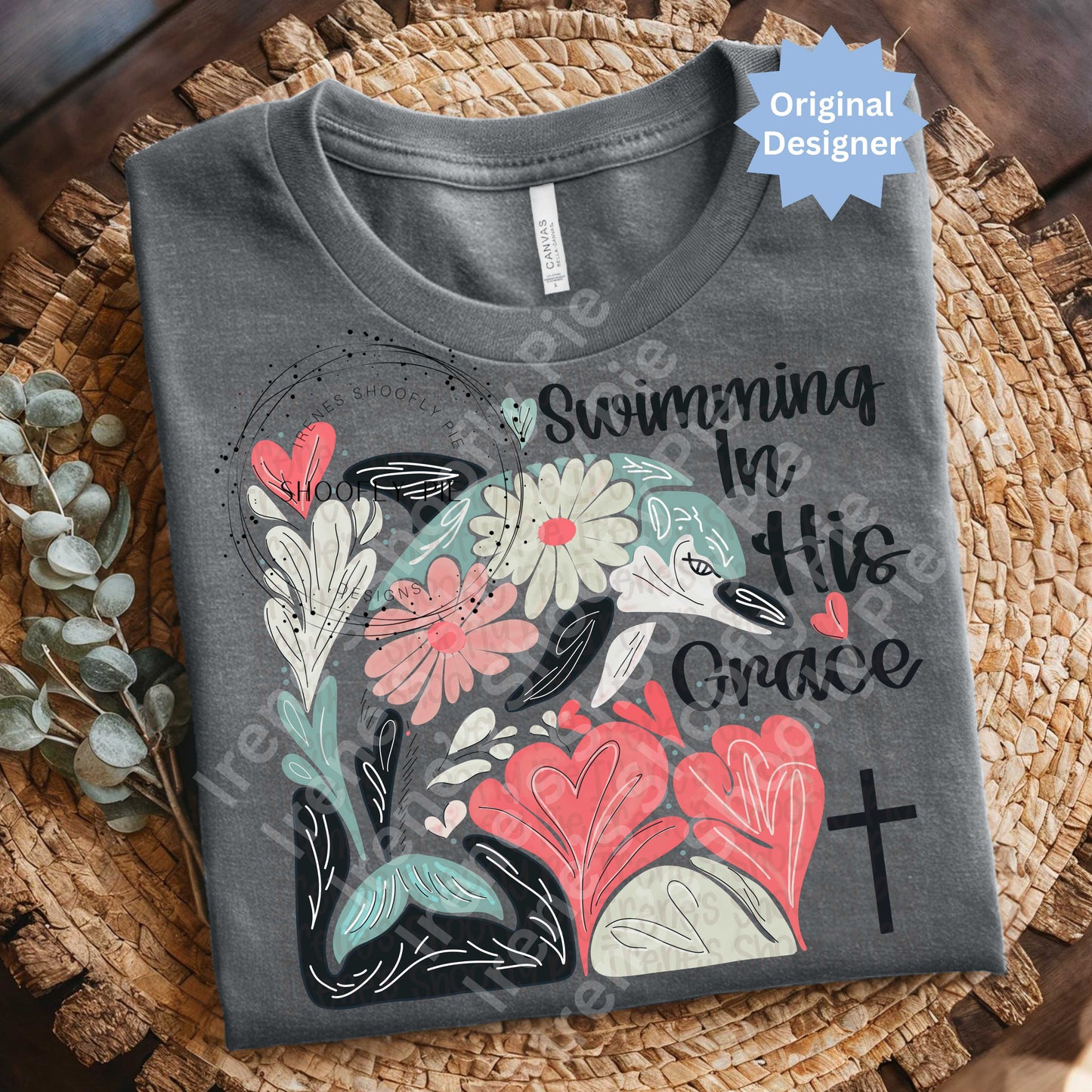 Christian Beach T-shirt PNG - Christian Dolphin PNG - Swimming in His Grace PNG