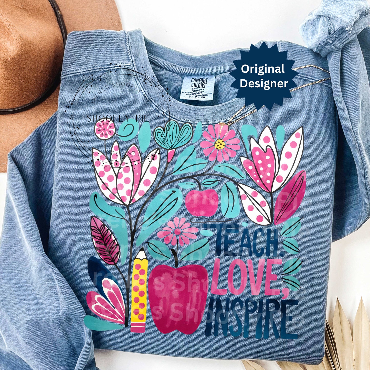 Teach Love Inspire PNG, Boho Floral Teacher PNG