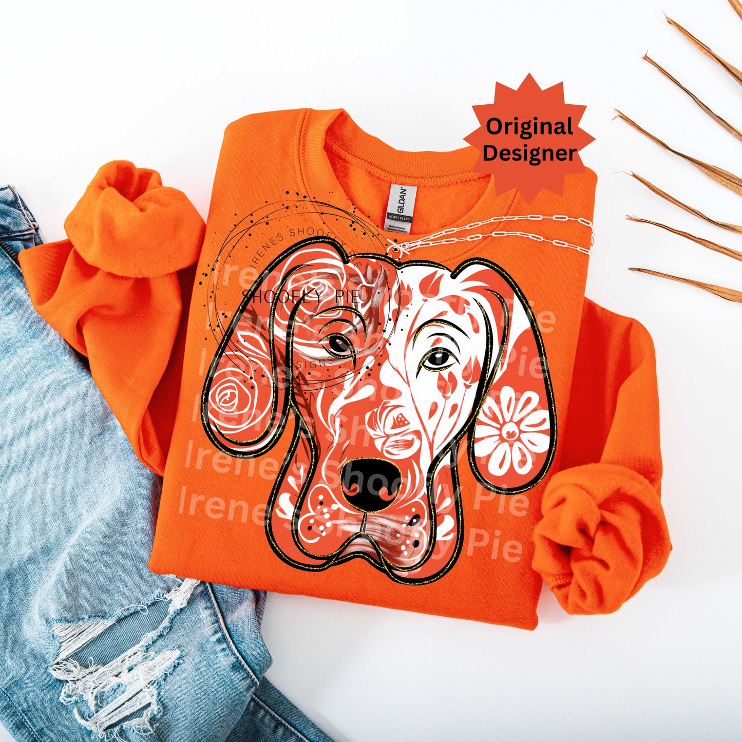Game Day Orange and White Tshirt Design - Sports Hound Dog PNG