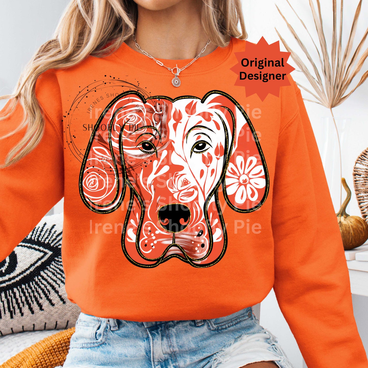 Game Day Orange and White Tshirt Design - Sports Hound Dog PNG