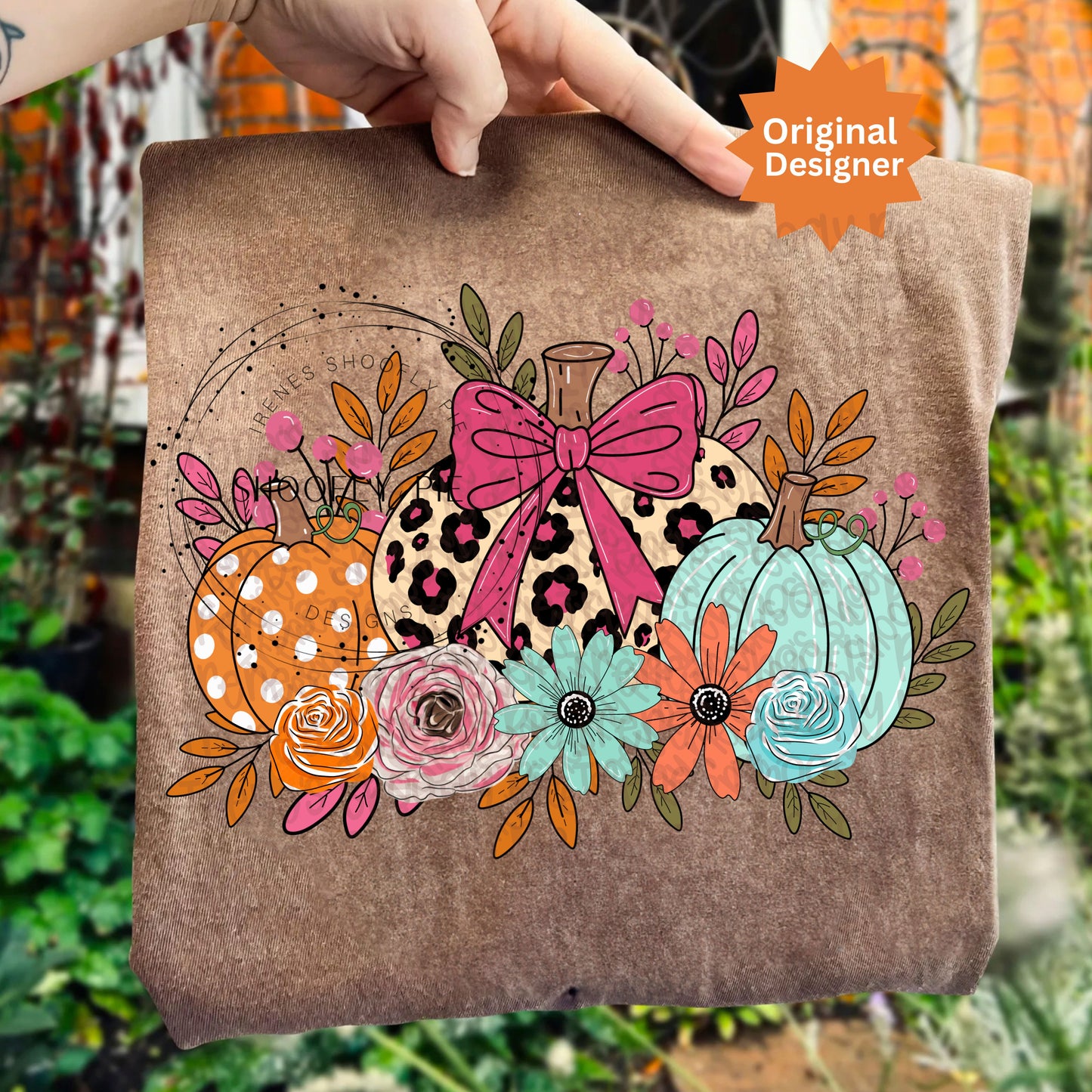 Thanksgiving Pumpkin Floral PNG