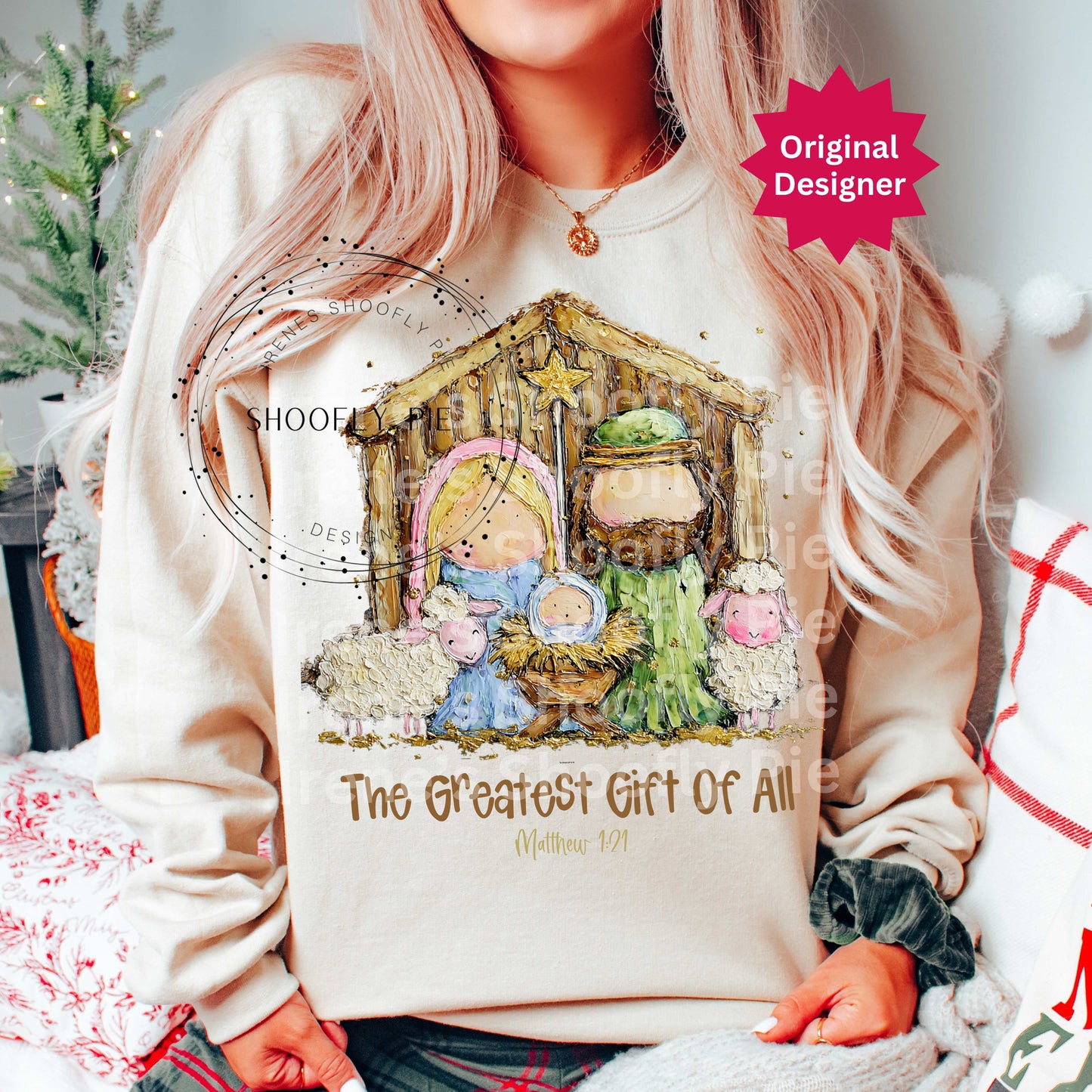 The Greatest Gift Of All Nativity Png, Christian Christmas Png, Sublimation Design