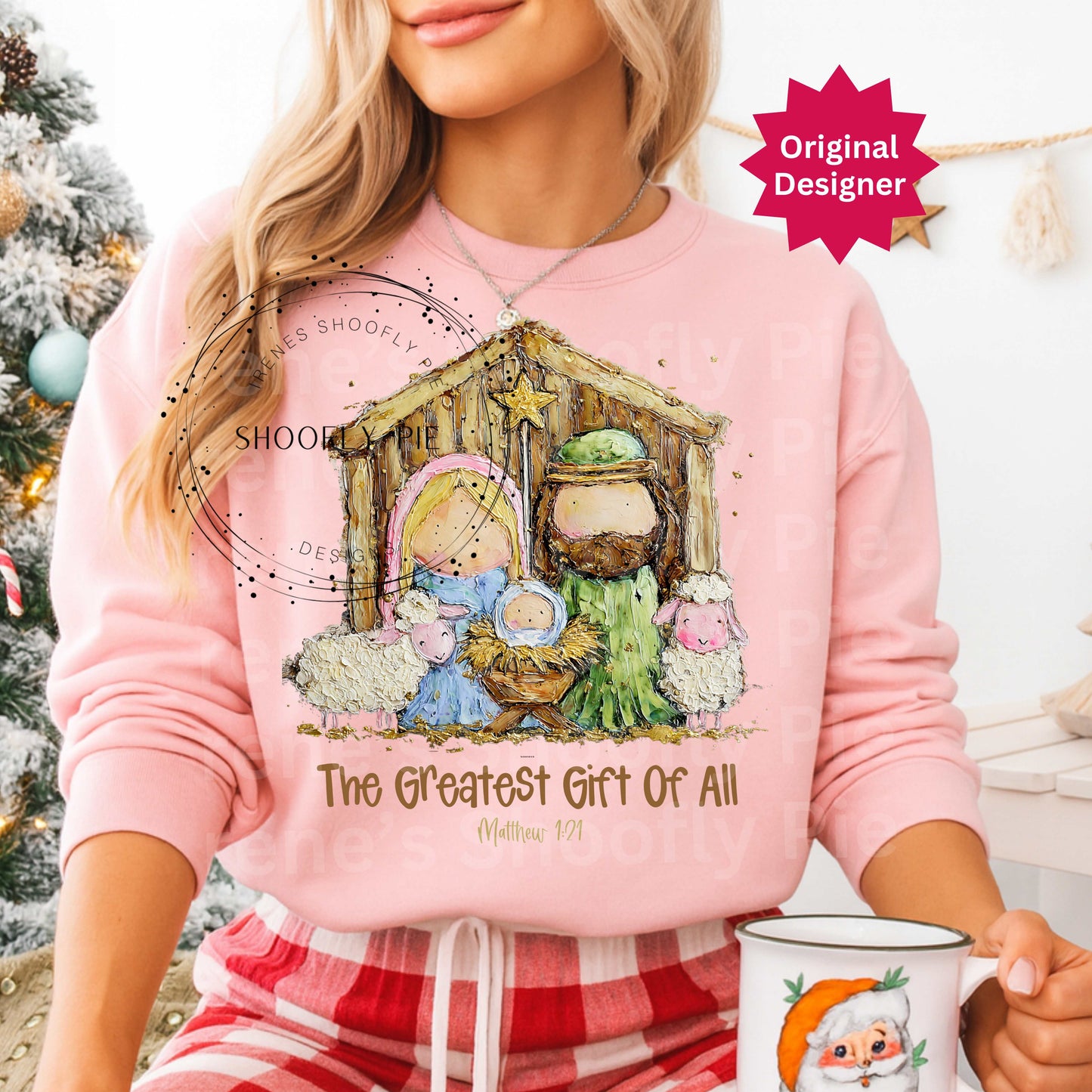 The Greatest Gift Of All Nativity Png, Christian Christmas Png, Sublimation Design