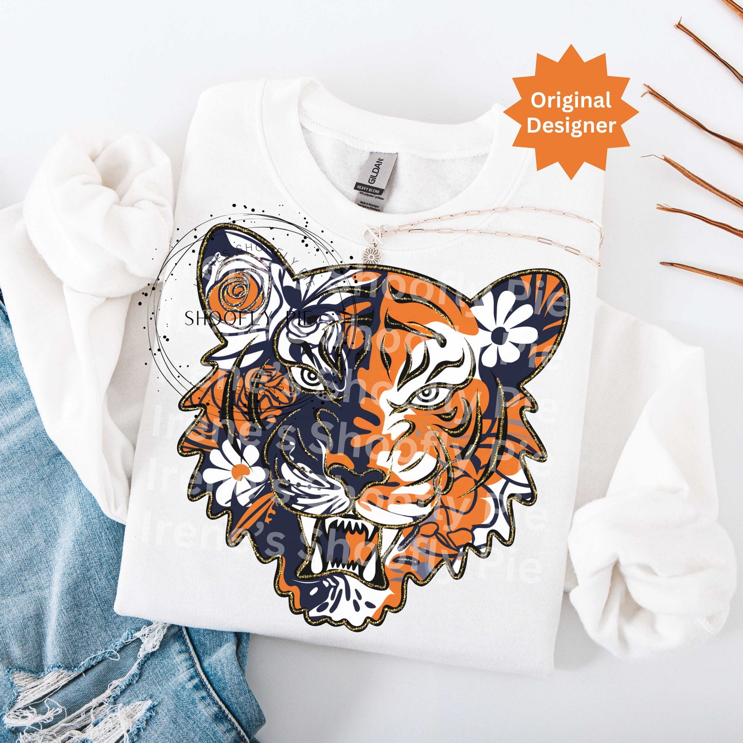 Tiger Orange and Navy Png, Tiger Mascot Png