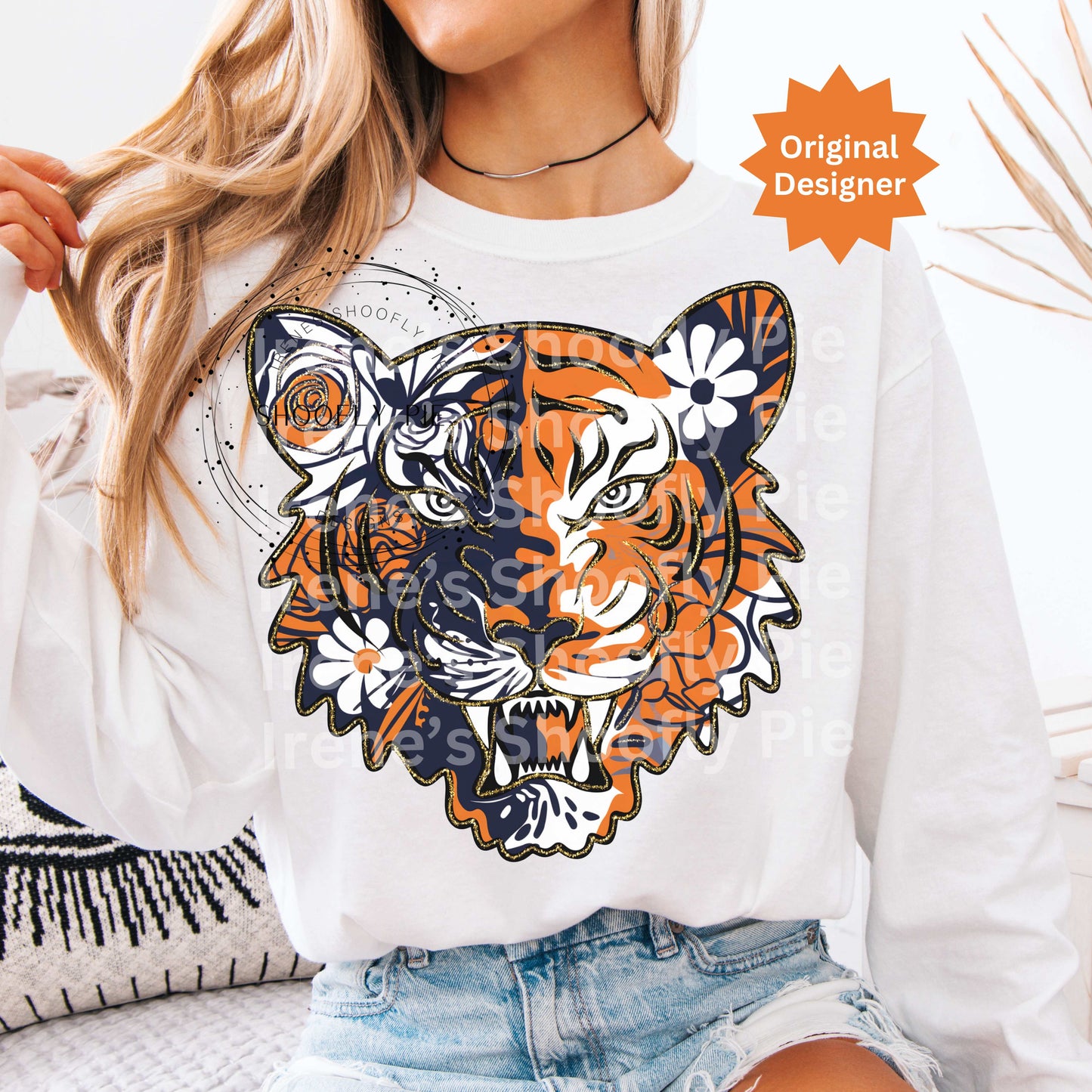 Tiger Orange and Navy Png, Tiger Mascot Png