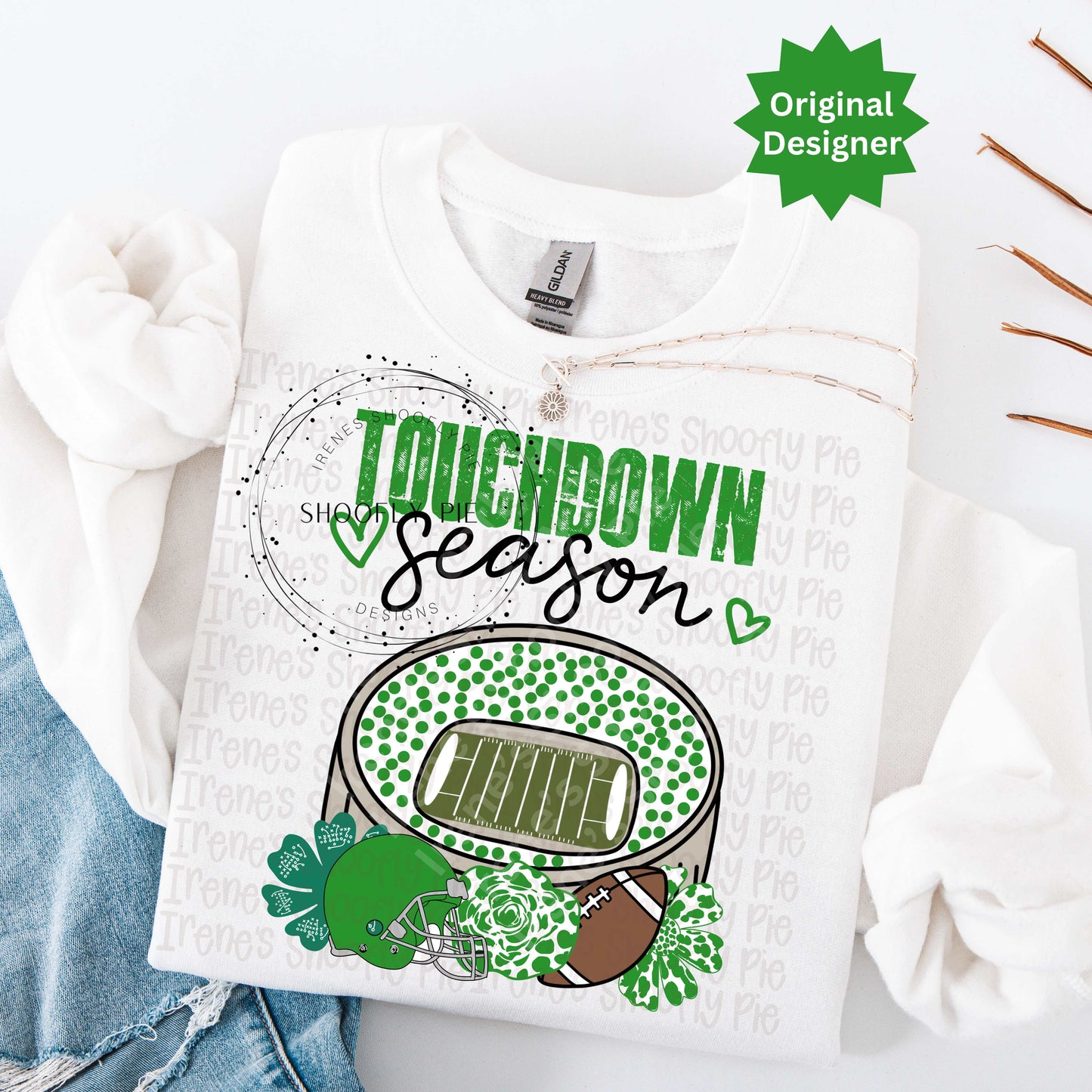 Touchdown Season Green and White PNG