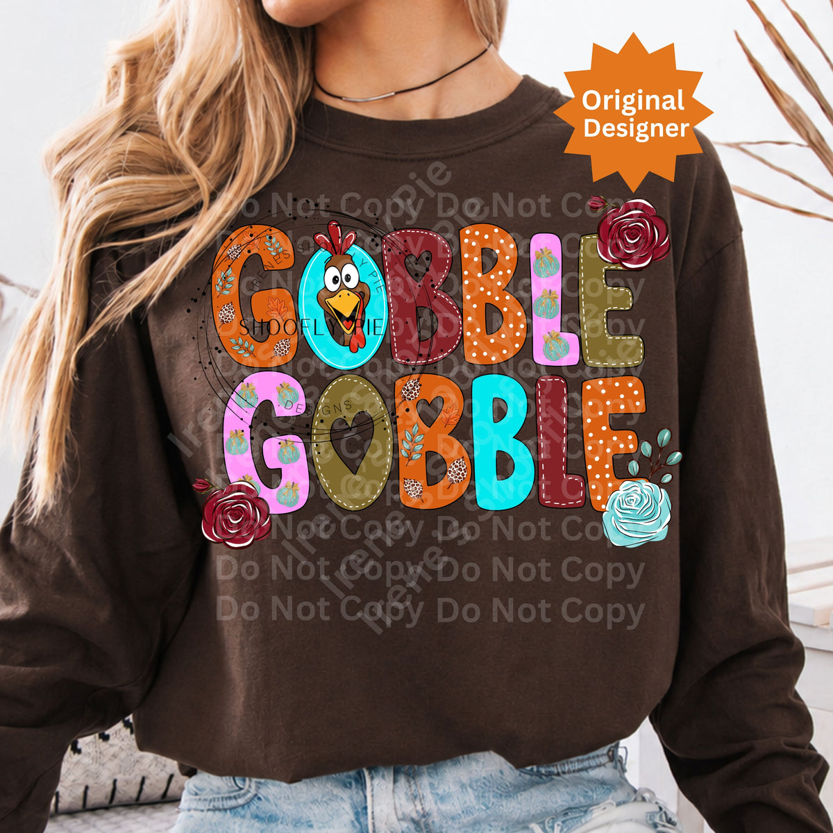 Fall Thanksgiving Turkey Gobble Gobble PNG