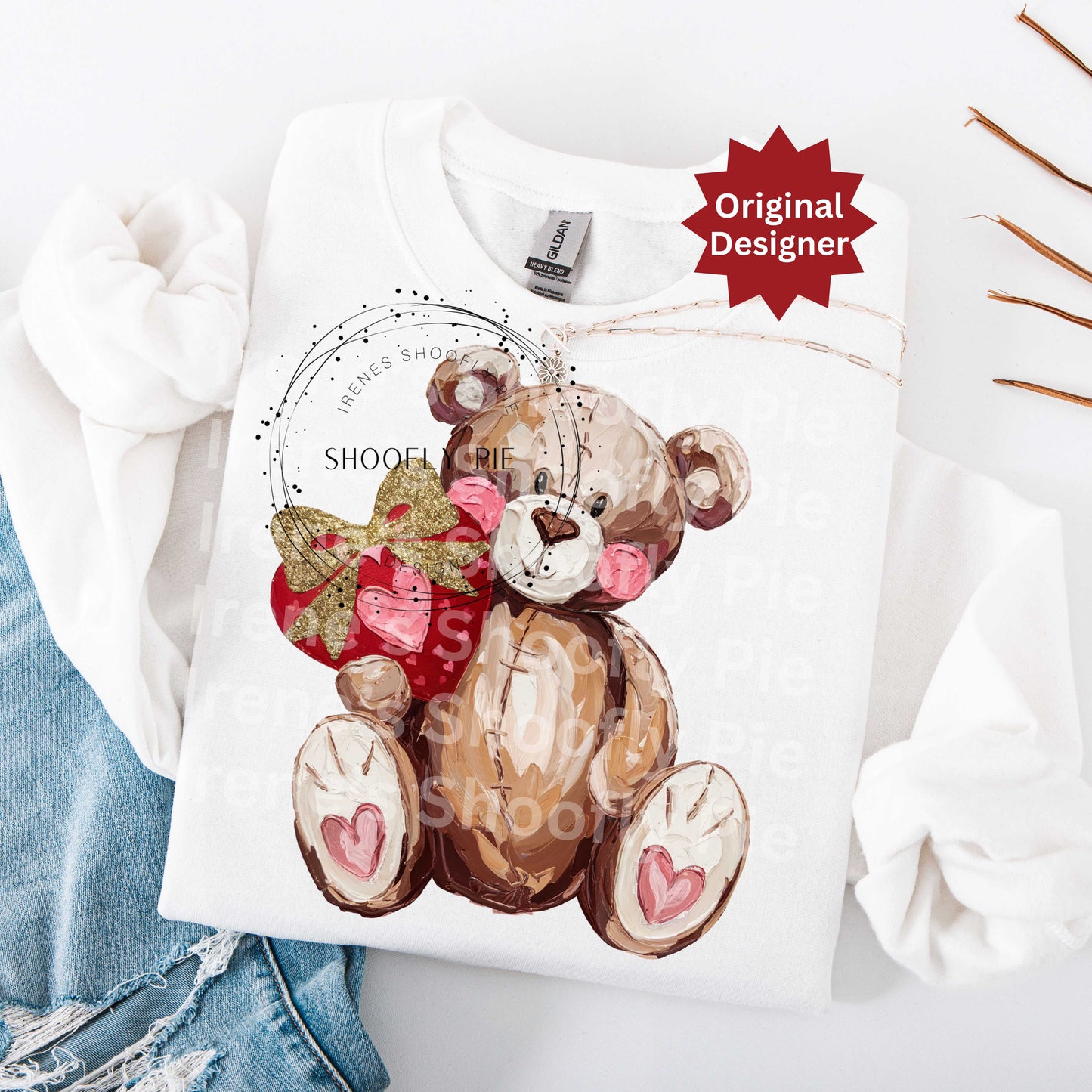 Coquette Valentine's Day Boy Teddy Bear Design Png