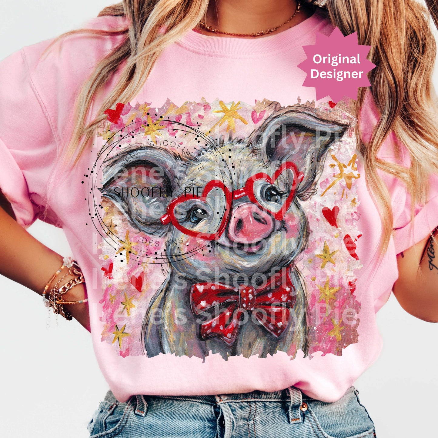 Happy Valentine's Day Pig PNG, XOXO Valentine's Day PNG, Hand Painted Pig PNG