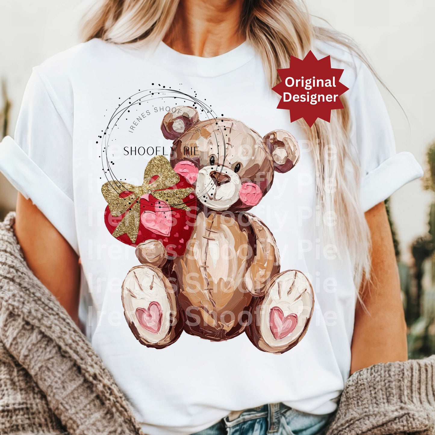 Coquette Valentine's Day Boy Teddy Bear Design Png