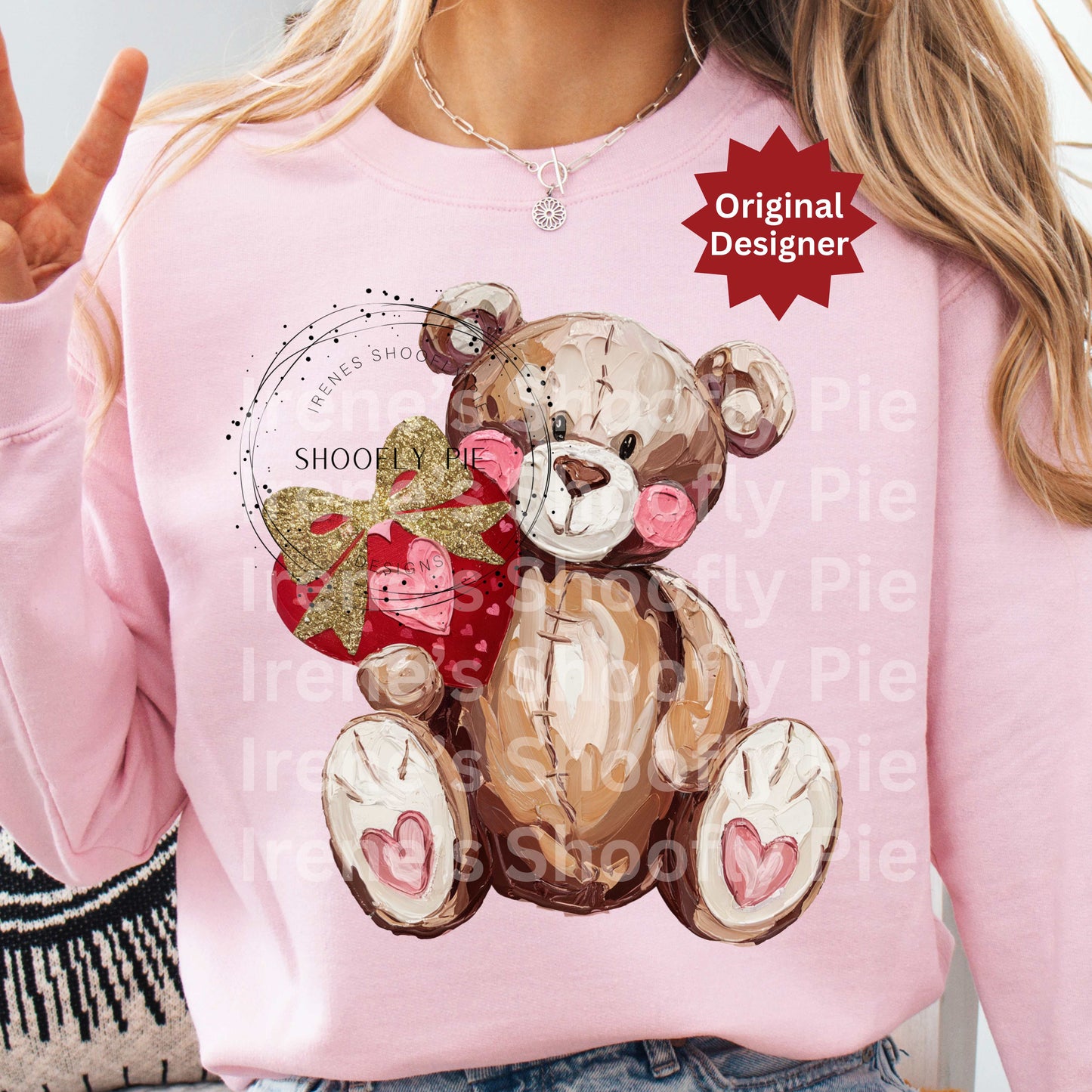 Coquette Valentine's Day Boy Teddy Bear Design Png