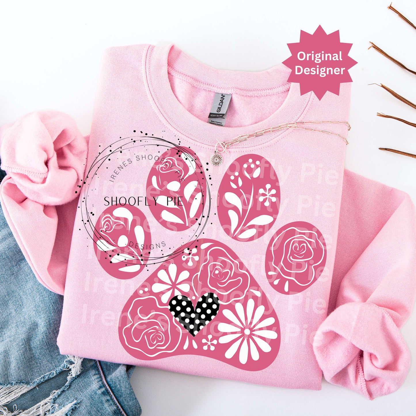 Valentine's Floral Dog Paw PNG - My Dog Is My Valentine T-Shirt Design PNG