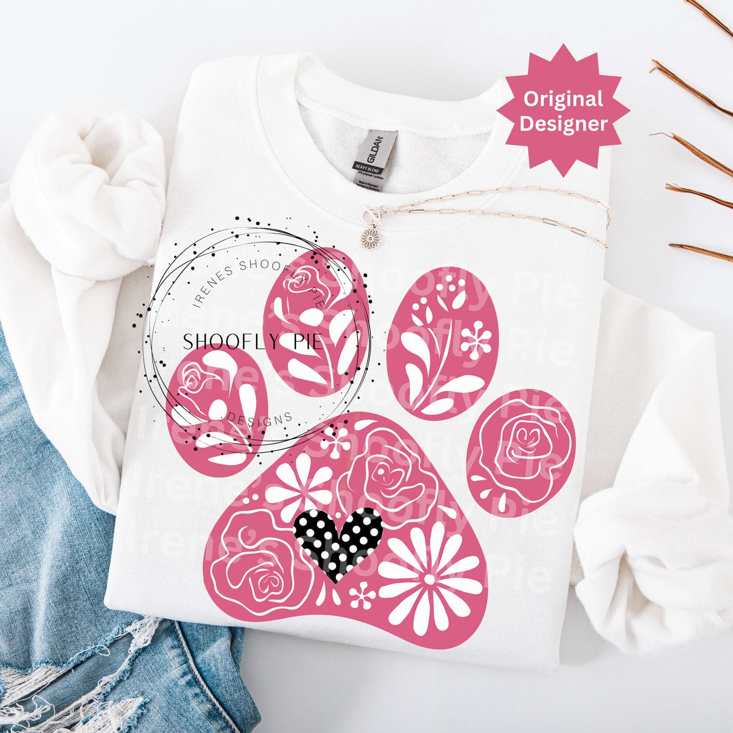 Valentine's Floral Dog Paw PNG - My Dog Is My Valentine T-Shirt Design PNG