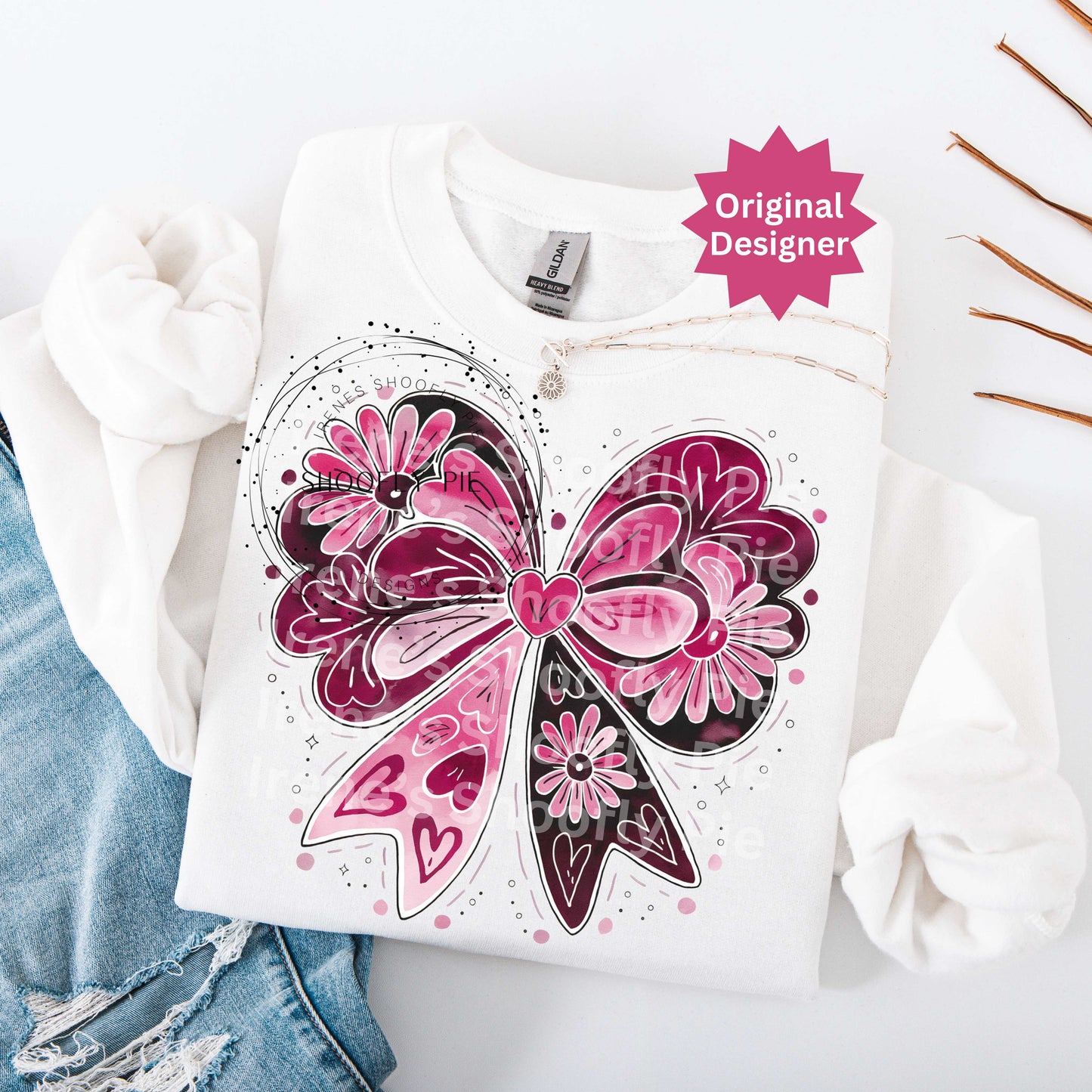 Coquette Valentine's Day Bow T-shirt Design PNG