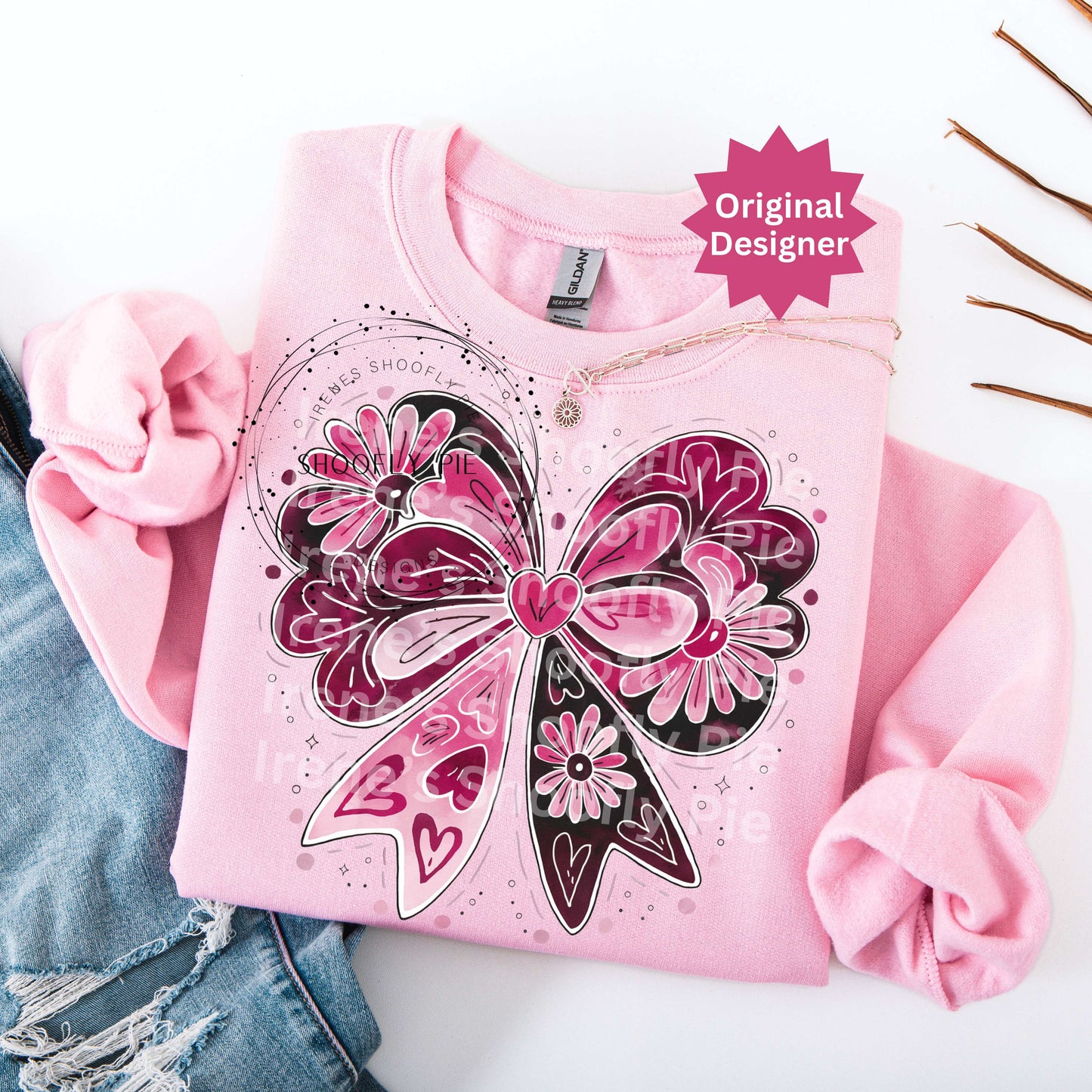 Coquette Valentine's Day Bow T-shirt Design PNG
