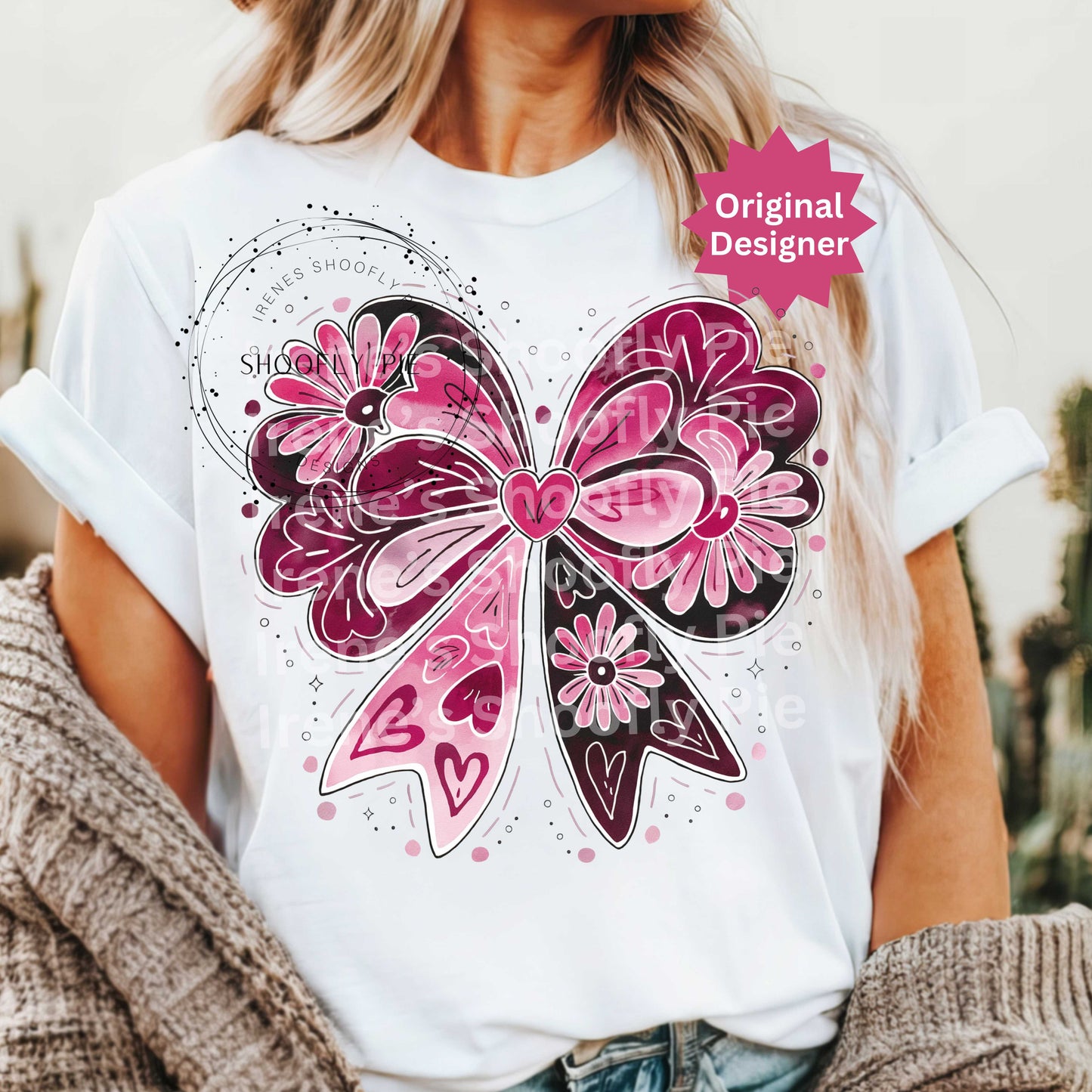 Coquette Valentine's Day Bow T-shirt Design PNG
