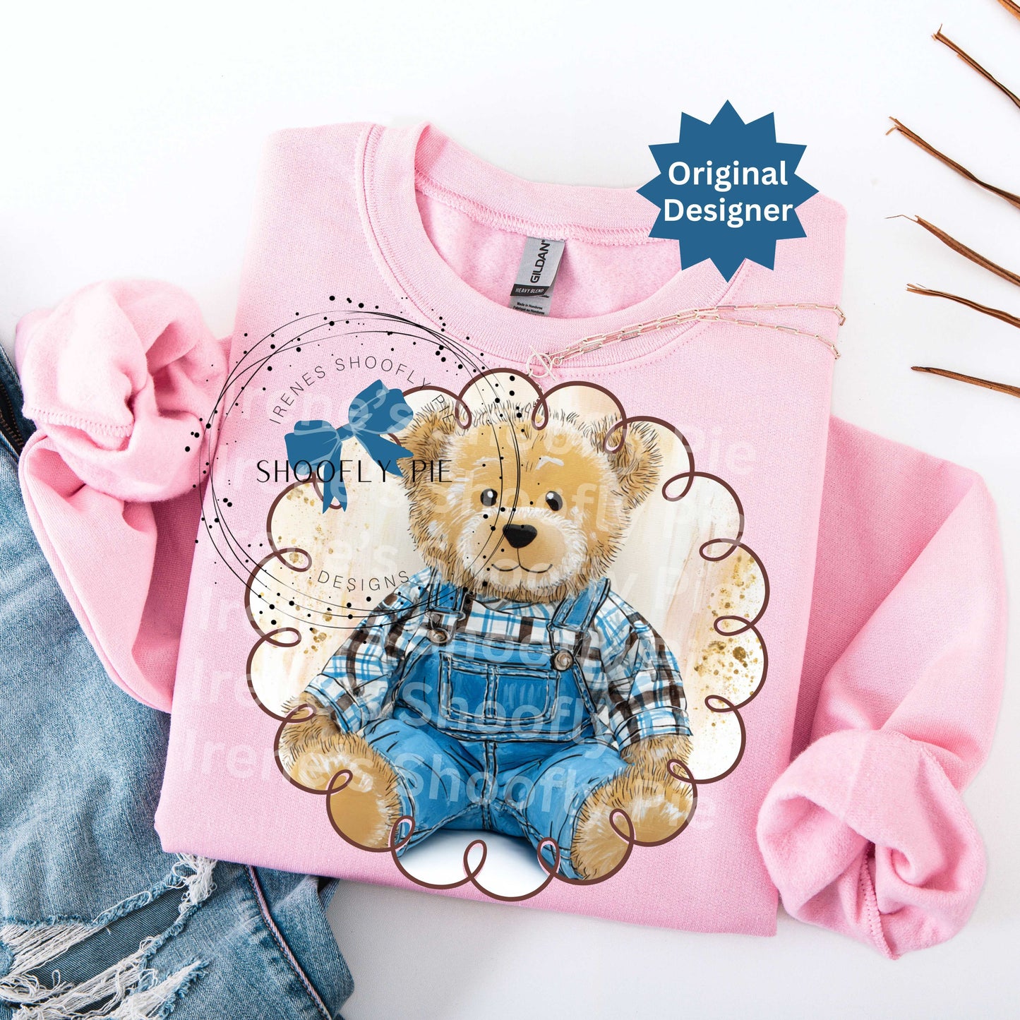 Grandma Core Thrifted Bear T-Shirt Design Png