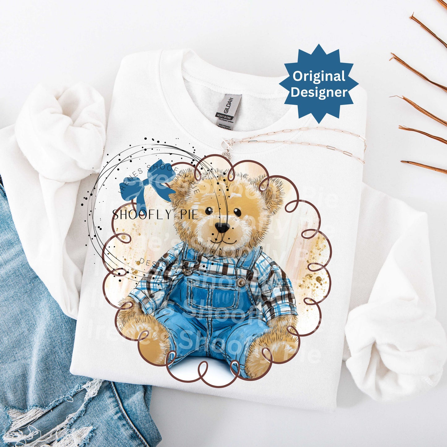 Grandma Core Thrifted Bear T-Shirt Design Png